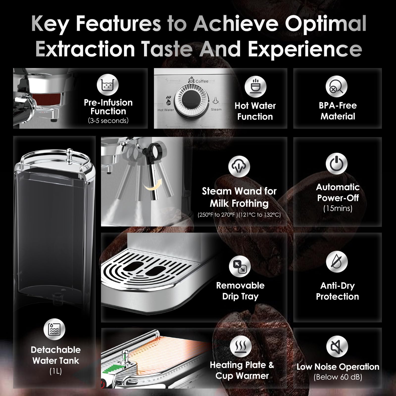 20-Bar Professional Espresso and Coffee Maker - Compatible with Nespresso & Keurig K-Cup Pods - Hot/Cold Brew with Milk Frother - Stainless Steel Coffee Machine - 10oz Espresso Cup - Perfect for Lattes, Cappuccinos & Home Baristas - Ideal for Kitchens, Offices and Coffee Shops
