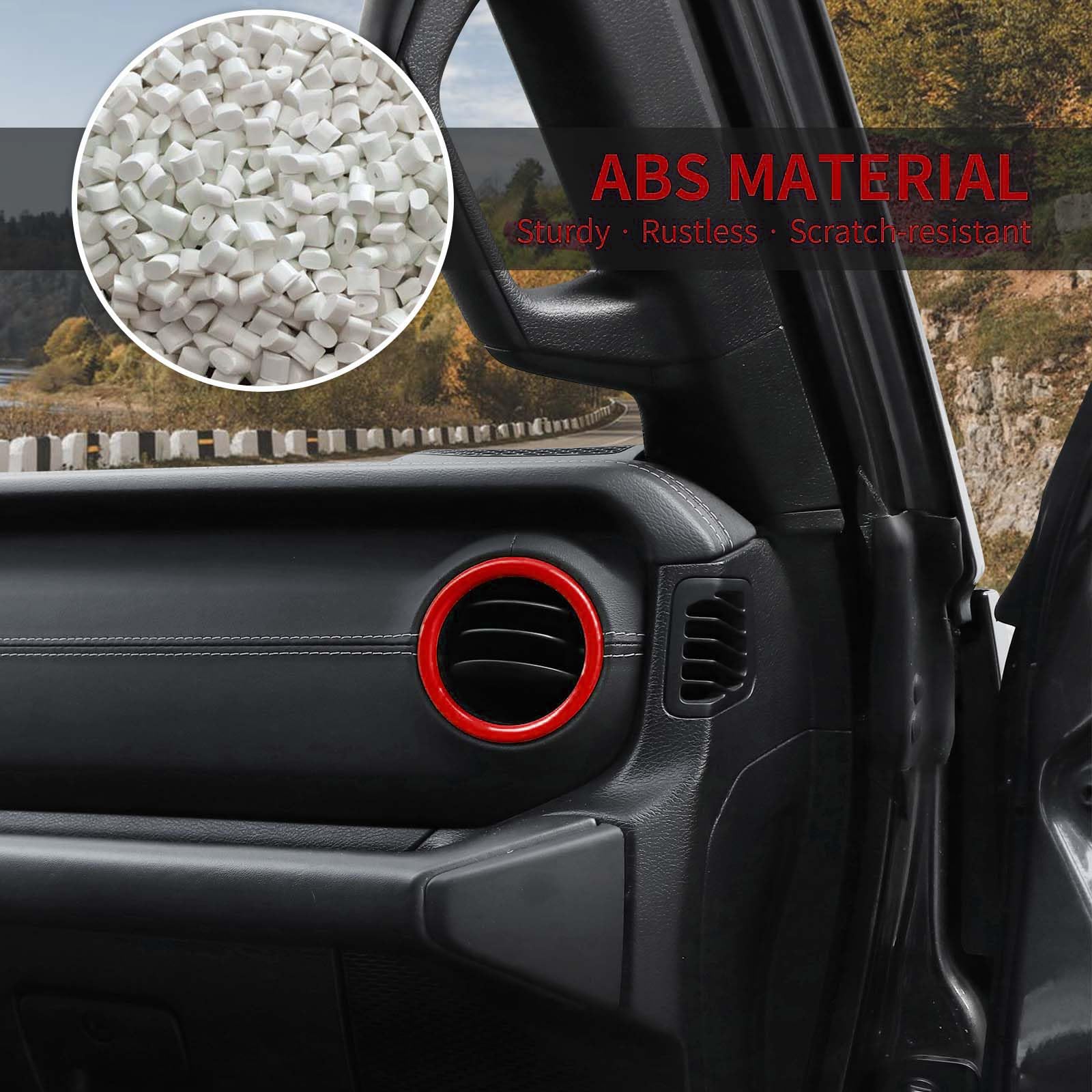 Jeep JL Dash Air Vent Outlet Bezel & Ventilation Grille Trim - ABS Red Interior Accessory for 2018-2023 Jeep Wrangler JL/JLU & Gladiator JT - Perfect for Off-Road Adventure & Custom Car Styling