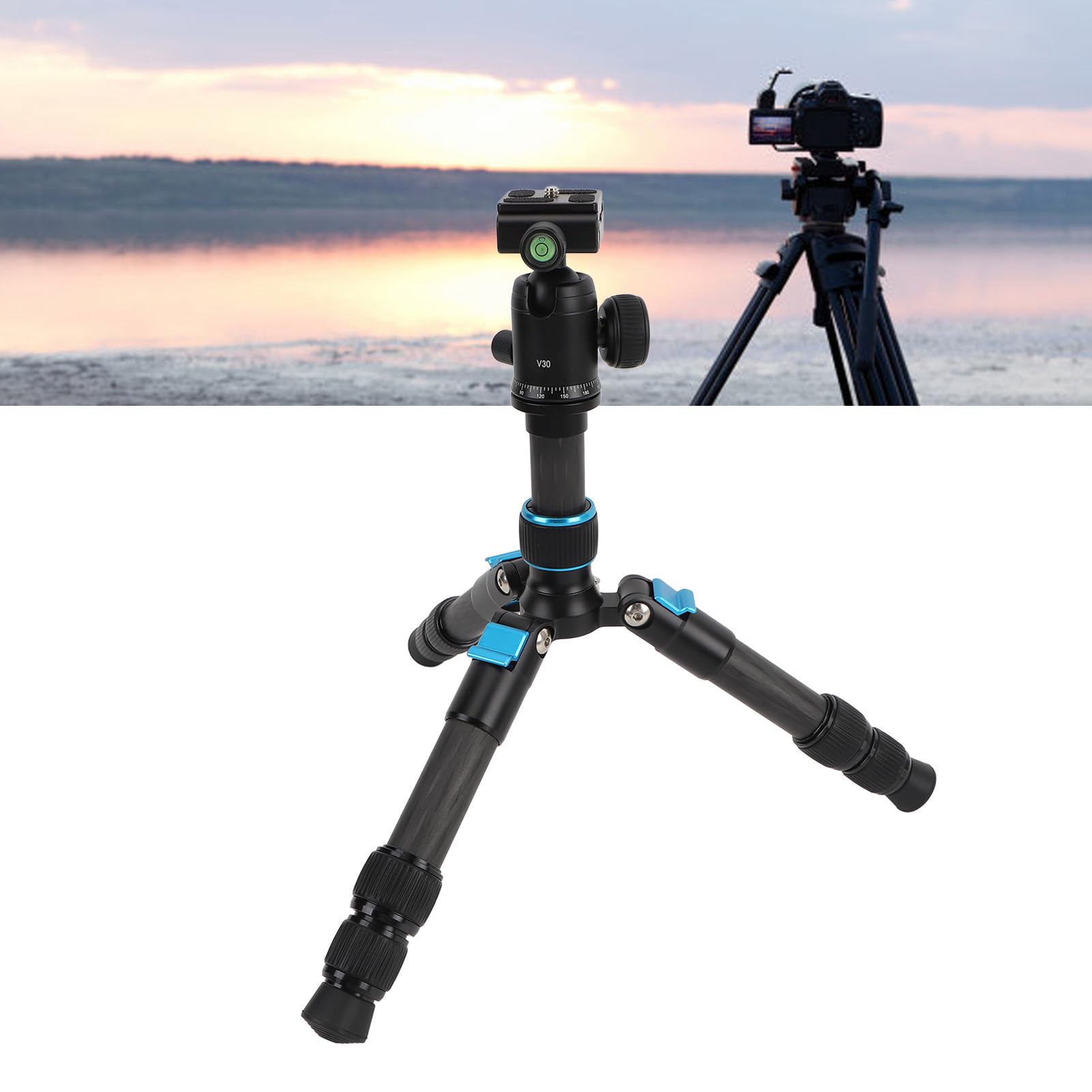 Portable Desktop Camera Tripod - Adjustable 3-Section Mini Tripod with 1/4