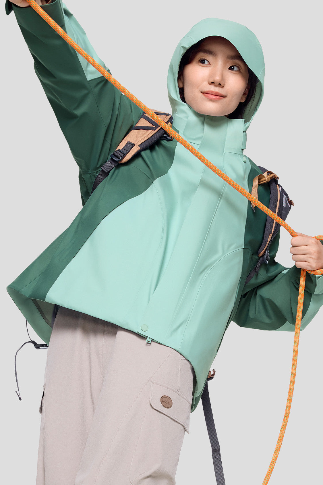 ModuWarm Women's Detachable Hood Jacket - Lightweight Waterproof Windbreaker for Outdoor Hiking, Camping & Travel