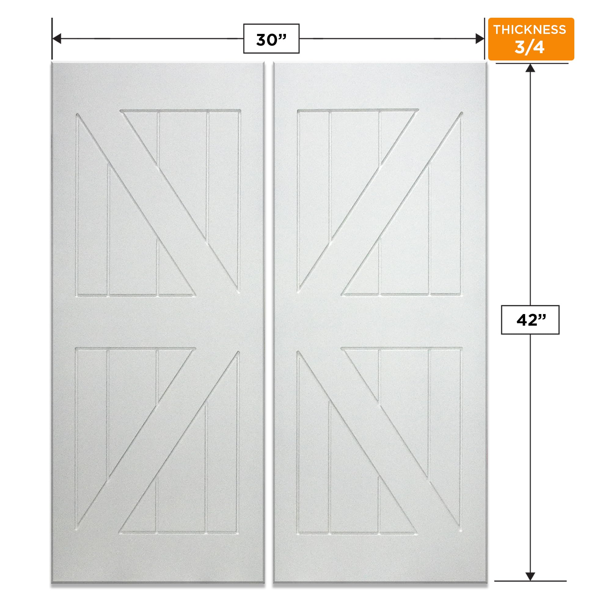 Swinging Cafe Doors Primed Barn Doors - 3/4