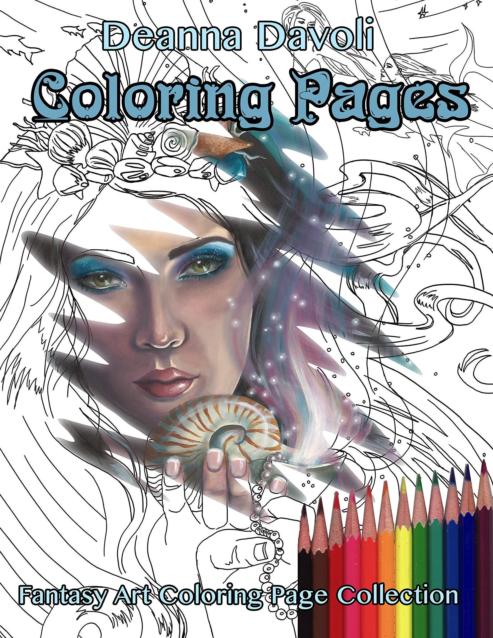 Fantasy Art Coloring Book for Adults - Mermaid, Animal & Alice in Wonderland Designs - 11 Printable Pages - Stress Relief & Relaxation Activity for Home, Office & Travel