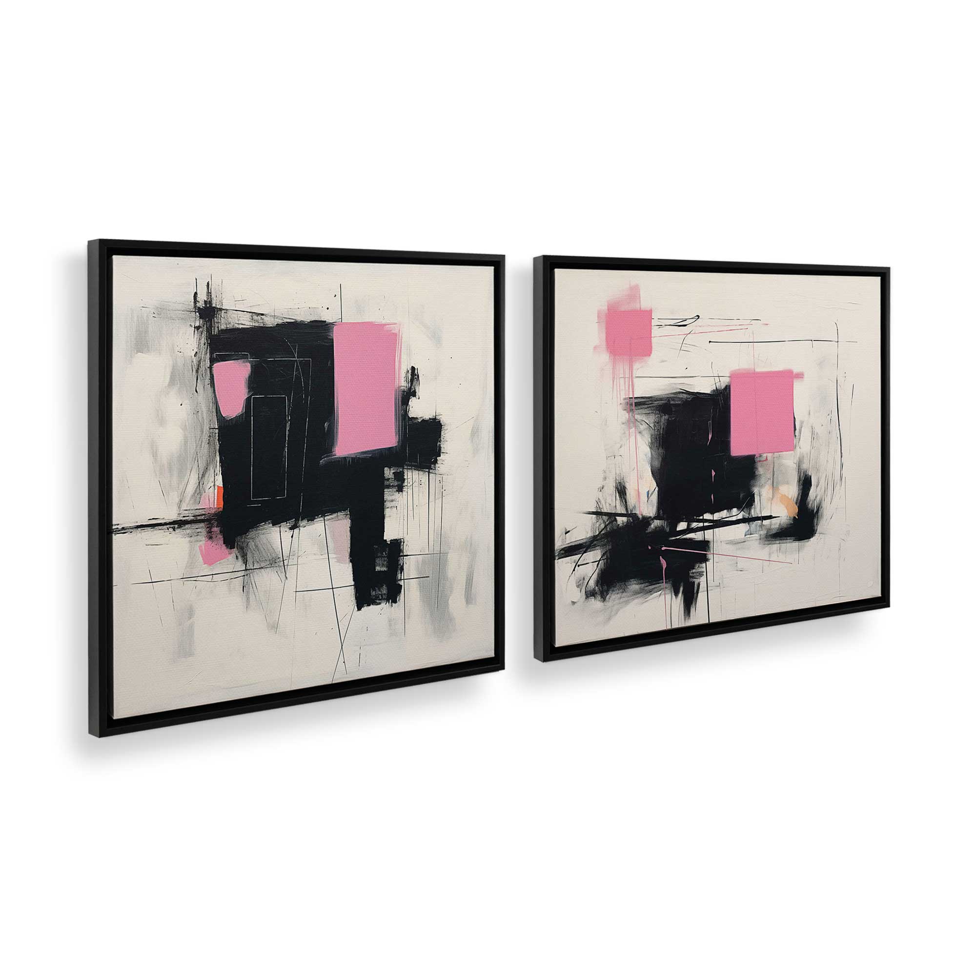 Graphite Pink Fusion Set of 2 Canvas Prints - Modern Wall Art for Living Room, Bedroom & Office Decor