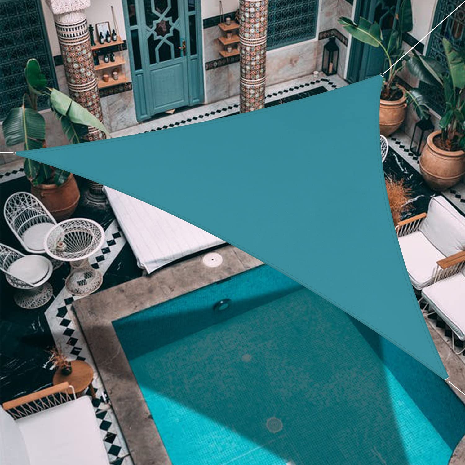 21'x21'x21' Lake Blue Triangle Shade Sail - UV Block, Waterproof Sun Canopy for Backyard, Patio, Garden & Pool - Custom Outdoor Shade Solution (Perfect for Picnics, Play Areas & Outdoor Relaxation)