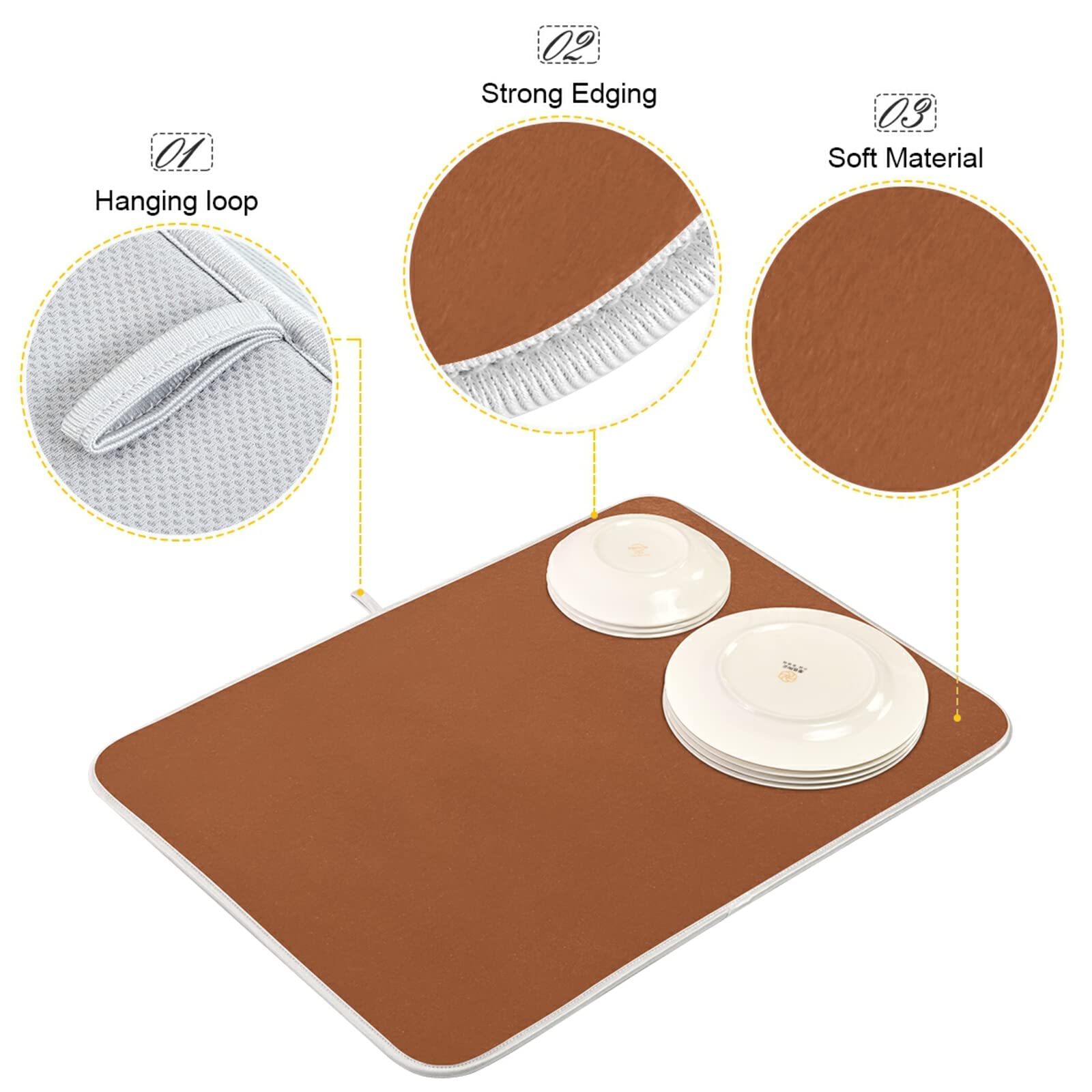 **XL Terracotta Dish Drying Mat – 16x18 Inch Heat-Resistant Microfiber Kitchen Counter Drainer Pad | Perfect for Drying Dishes, Utensils & Cookware | Stylish & Functional Kitchen Decor**    *(Use Case: Ideal for kitchens, countertops, or near sinks to protect surfaces while drying dishes, cups, and cookware. Adds rustic charm to modern or farmhouse-style decor.)*