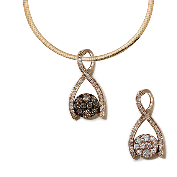 14K Rose Gold Brown & White Diamond Pendant Necklace for Women - Elegant Jewelry Gift for Anniversary, Birthday & Special Occasions