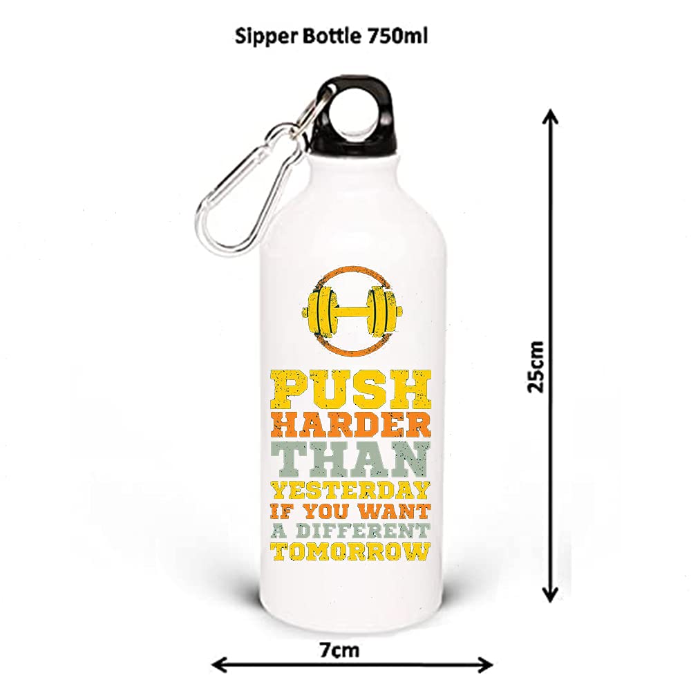 APC-Sipper Water Bottle - Motivational Gym Bottle with Glossy Finish & Lock-On Cap - Perfect for Workouts, Running & Fitness Training
