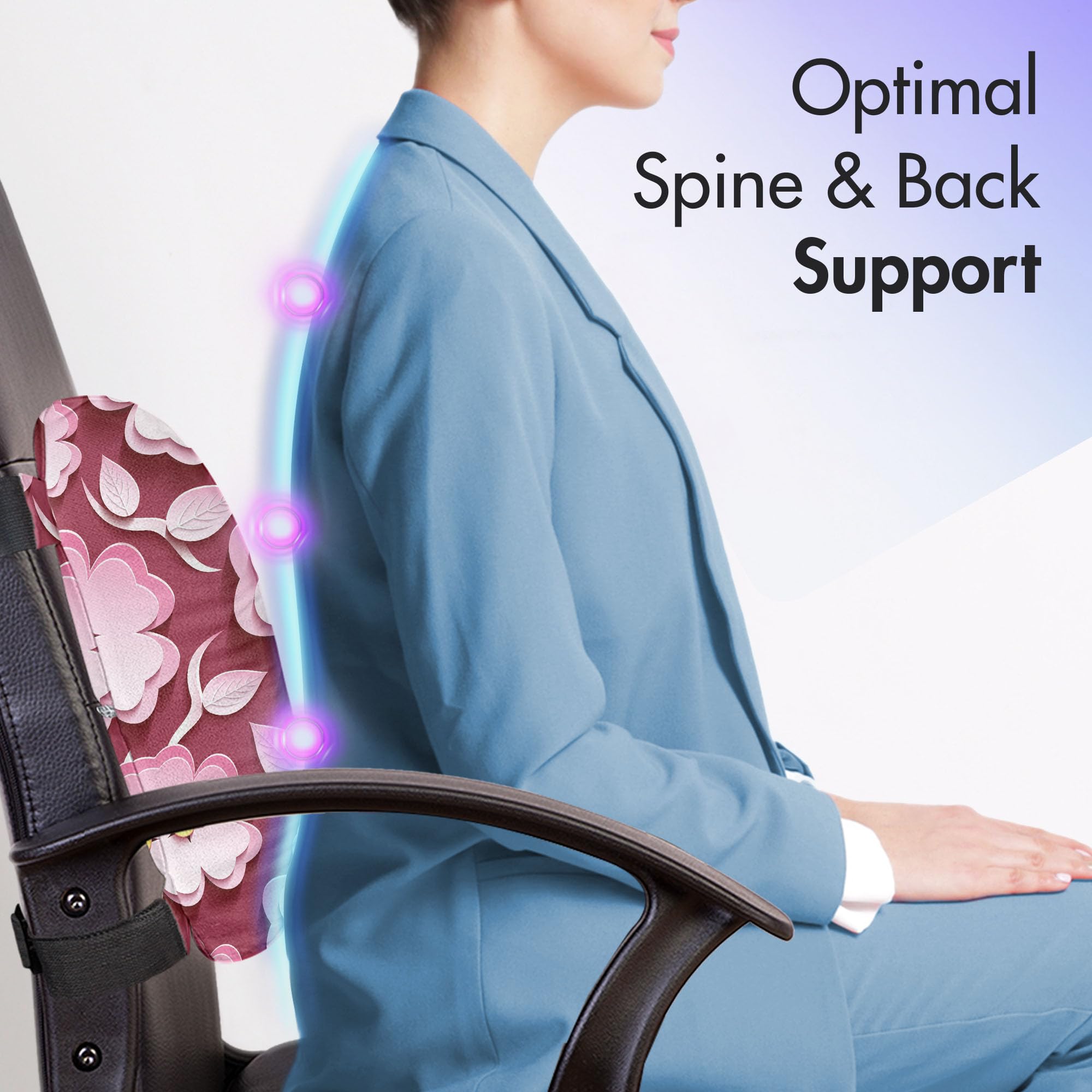 Ambesonne Floral Lumbar Support Pillow - Japanese Cherry Blossom Sakura Design, High Density Foam for Office Chair & Car Seat, 14
