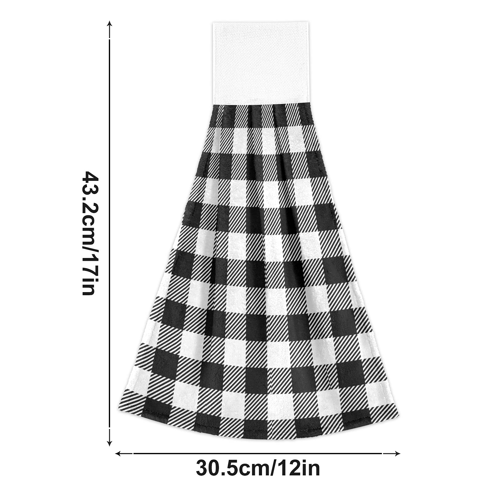 Black and White Buffalo Check Plaid Kitchen Hand Towels - Super Absorbent Hanging Dish Towels with Loop for Kitchen & Bathroom - Set of 2 (Perfect for Cooking, Cleaning, and Decor)