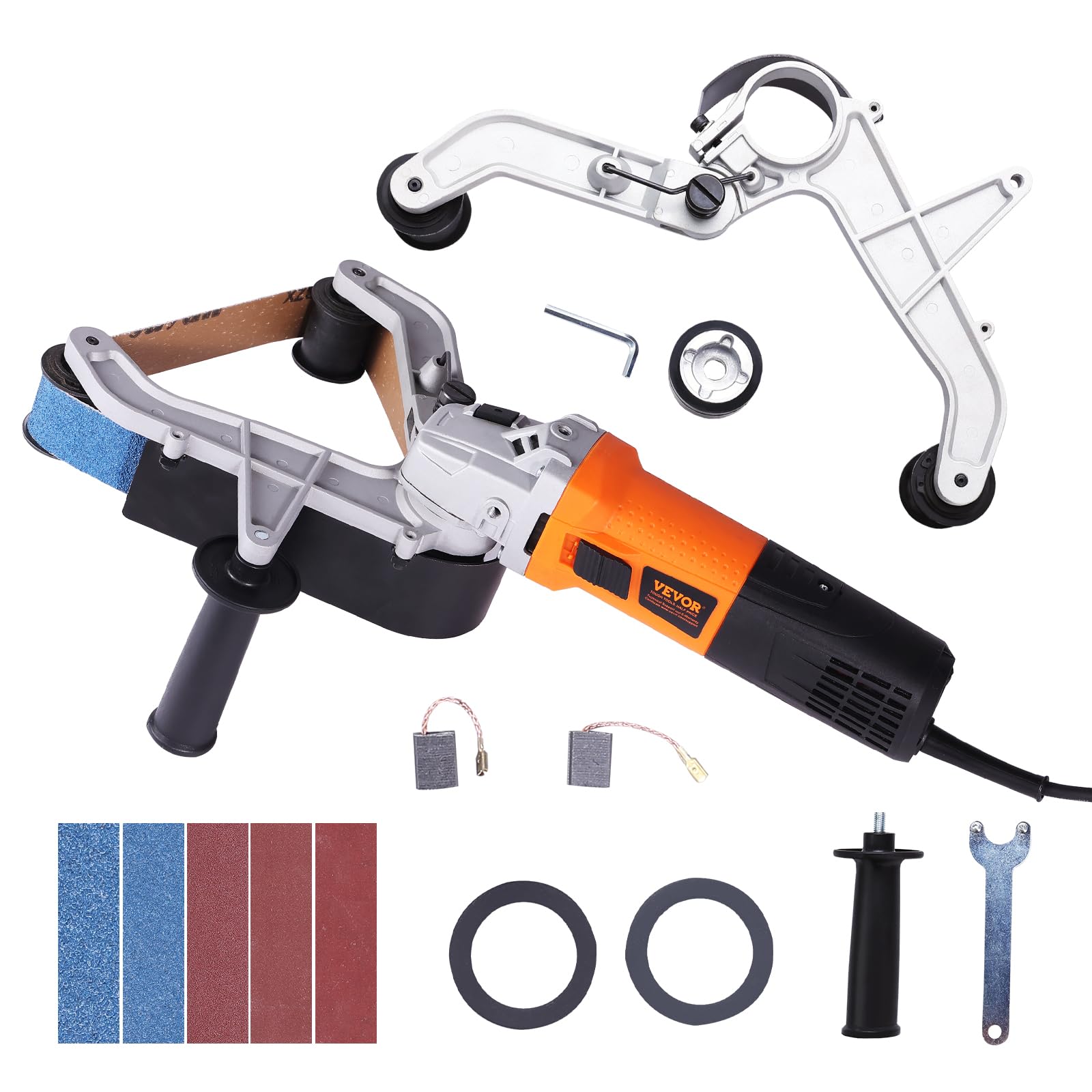 VEVOR 1000W Professional Pipe Tube Polisher & Belt Sander - 6 Adjustable Speeds (1100-3200 RPM) with 100 Sanding Belts for Metal Finishing, Rust Removal & Surface Burnishing - Ideal for DIY Projects, Metalworking & Industrial Applications