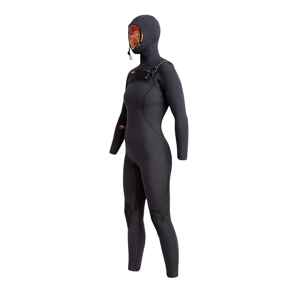 Women's 5.5/4.5mm Hooded Wetsuit for Surfing, Diving & Cold Water Swimming | Comp X Neoprene Full Body Suit | Warm & Flexible Design for Water Sports & Outdoor Activities
