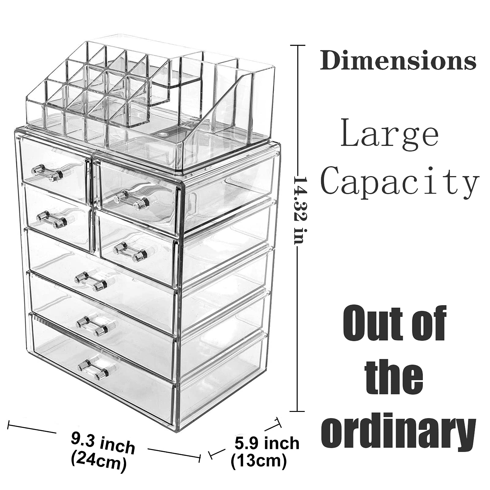 Large Transparent Makeup Organizer Drawer - Dustproof Cosmetic Storage Box for Beauty Products | Perfect for Vanity, Bathroom & Travel Organization