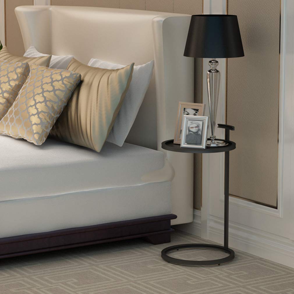 Iron Side Table with Stable Base - 70cm Height End Table, Easy to Move Rounded Corner Design for Living Room, Bedroom, Office - Perfect Sofa Table, Nightstand & Coffee Table Companion