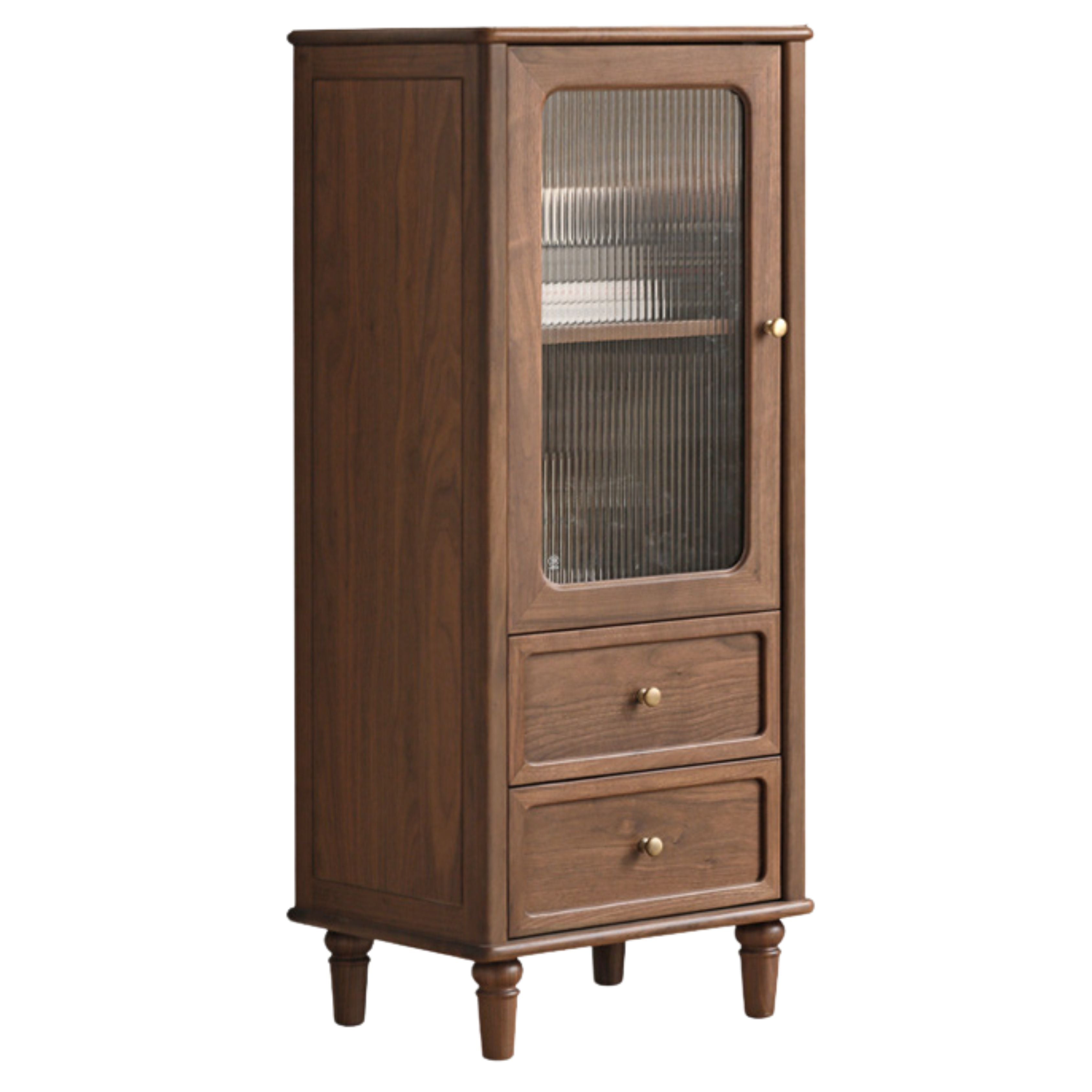 Vintage Poplar Solid Wood Side Cabinet - American Retro Style Nightstand for Bedroom, Living Room & Office Storage