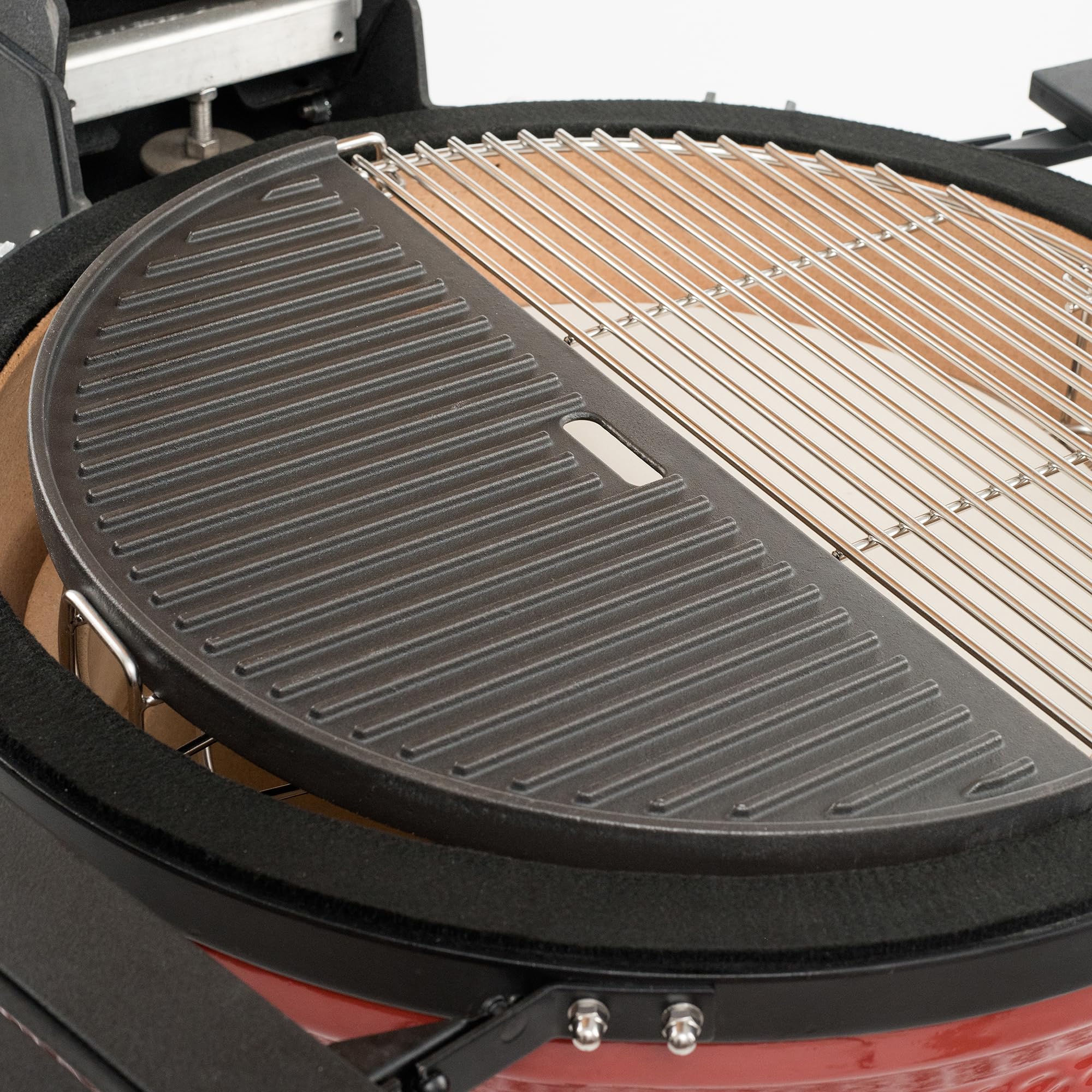 Kamado Joe Half-Moon Cast Iron Reversible Griddle - Smooth & Ribbed Surface for Big Joe 24-inch Charcoal Grill - Black BJ-HCIGRIDDLE | Perfect for Outdoor BBQ, Grilling, and Smoking | Ideal for Steaks, Burgers, and Pancakes