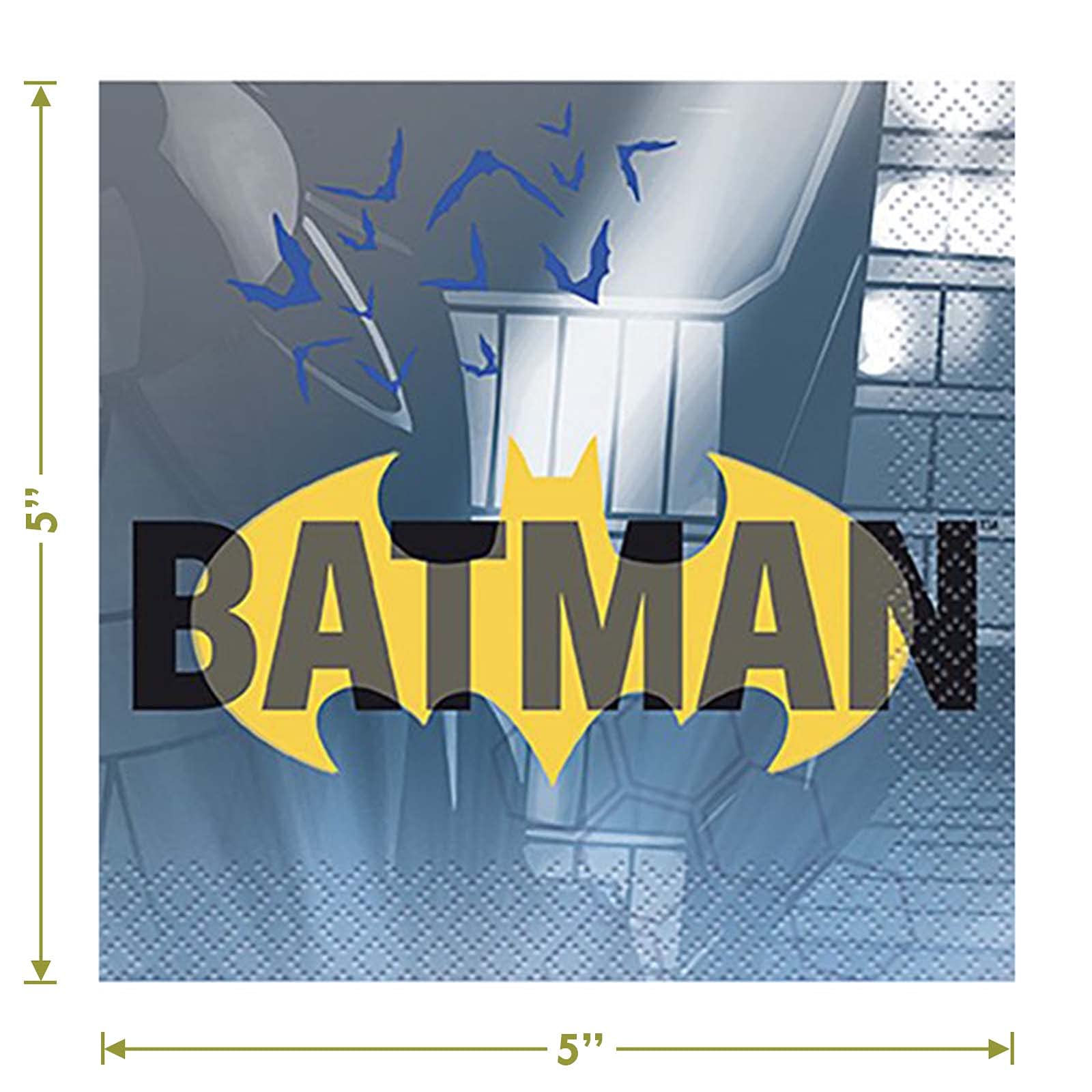 Batman Party Supplies Set - 16-Piece Superhero Themed Paper Plates, Napkins, Cups, Tablecloth & Balloons for Birthday Decorations | Perfect for Kids' Superhero Parties & Batman-Themed Events