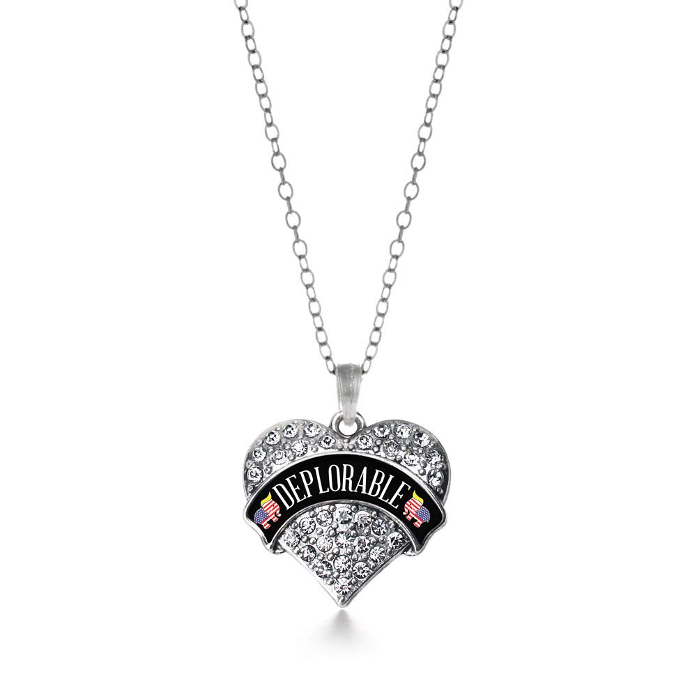 Inspired Silver - 18 Inch Sterling Silver Pave Heart Charm Necklace with Cubic Zirconia, Dainty Layering Jewelry for Women, Perfect for Valentine's Day Gifts & Everyday Elegance