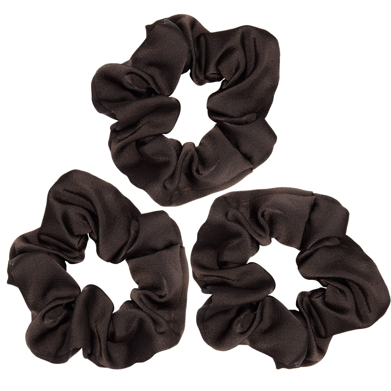 SciCent Women's Hair Scrunchies - 3 Pack Soft Fabric Elastic Ponytail Holders | Cute Brown Hair Accessories & Headbands for Girls | Perfect for Work, Gym, School & Everyday Style