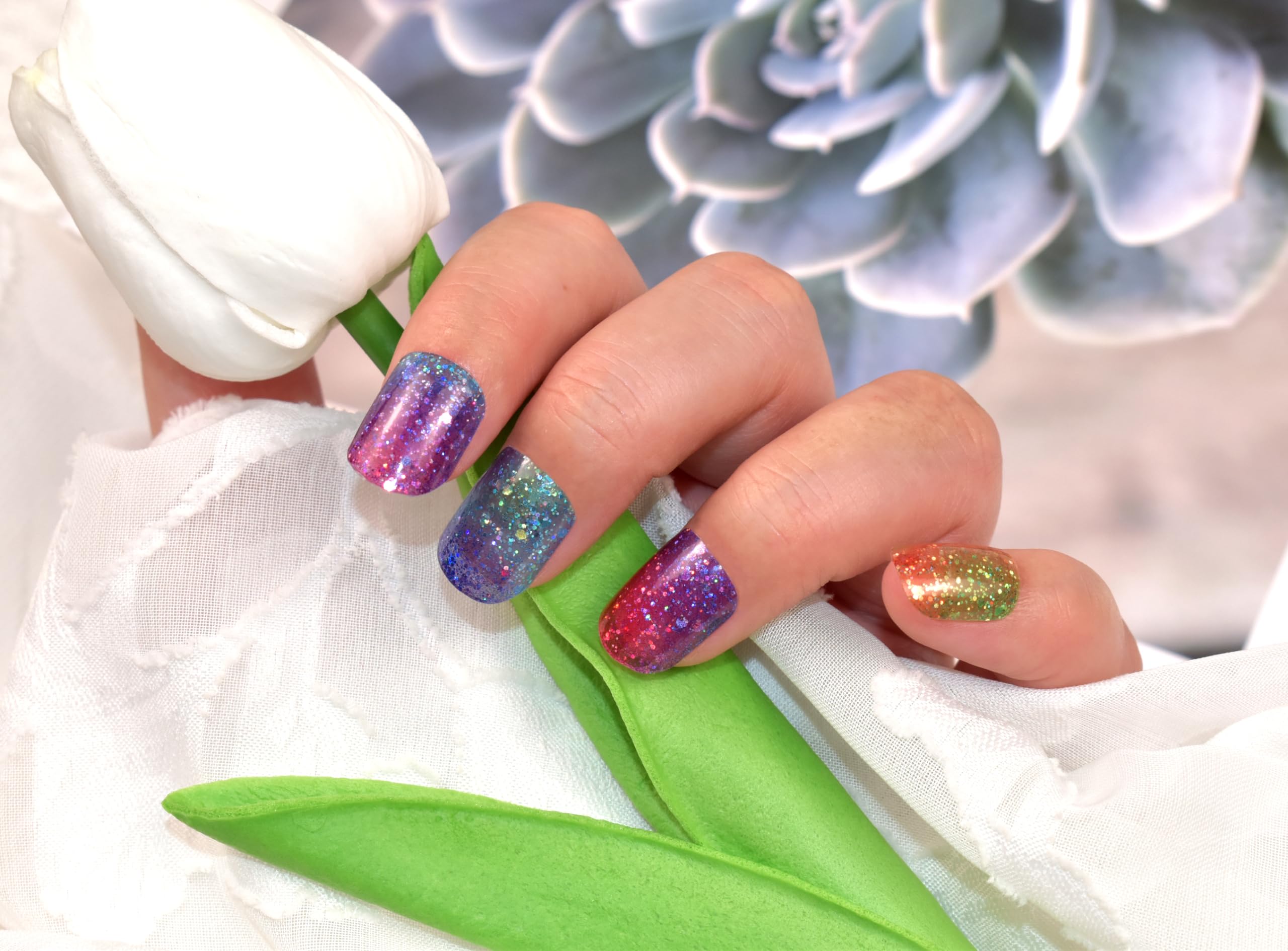 Glitter Nail Polish Stickers - Waterproof Long Lasting Nail Art Wraps with Sequins, No UV Lamp Needed | Perfect for DIY Manicures, Parties & Special Occasions
