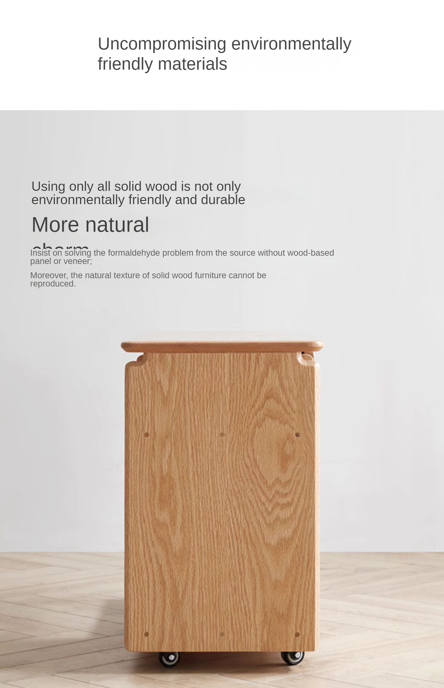 Solid Wood Mobile Side Table - Oak, Black Walnut, Ash - Small End Table for Living Room, Bedroom & Office Use