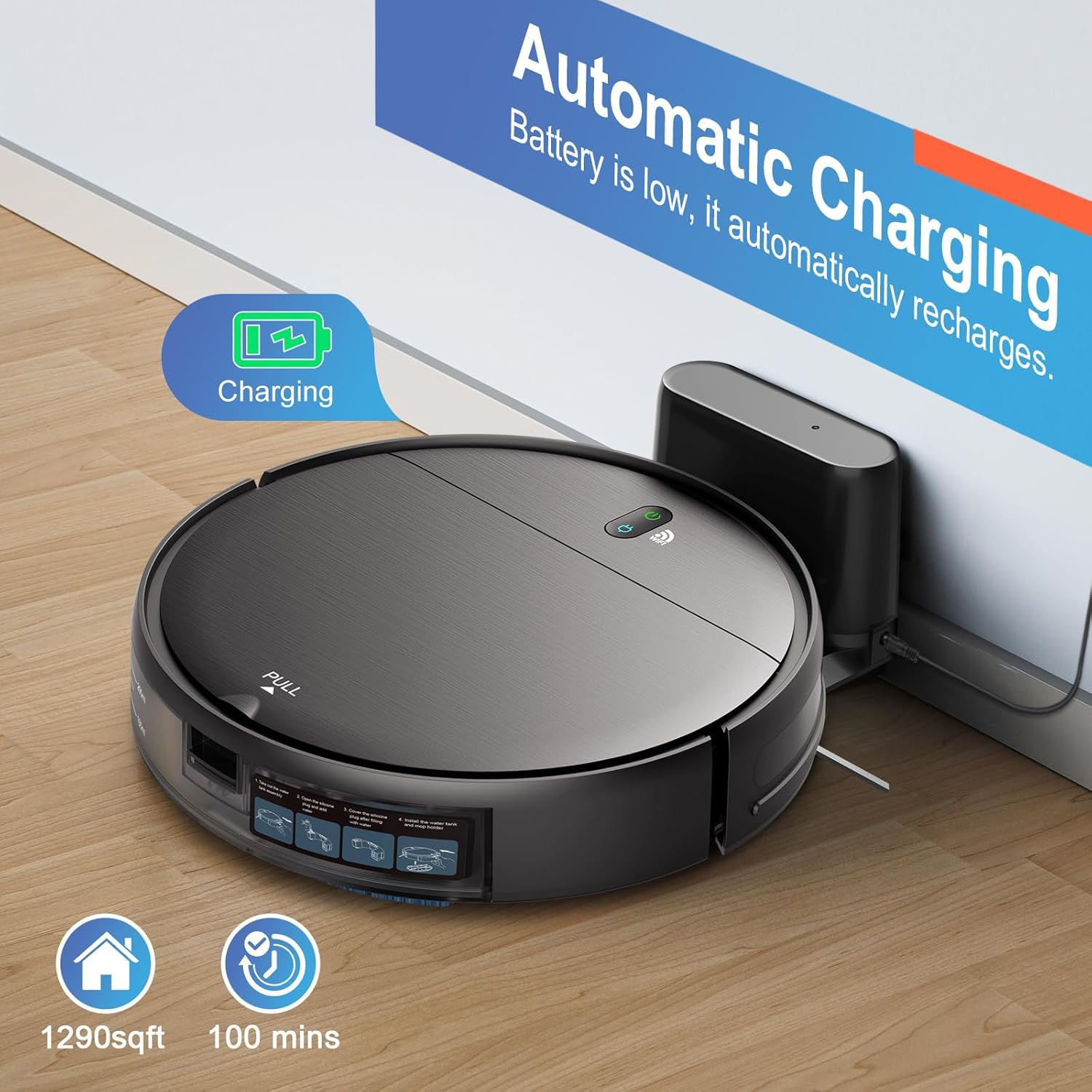 MAMNV 2-in-1 Robot Vacuum and Mop Cleaner with WiFi/App Control, Self-Charging, Slim Design for Hard Floors & Carpets - Perfect for Pet Hair Removal & Smart Home Cleaning (Living Room, Bedroom, Office)