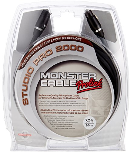 Monster Studio Pro 2000 XLR Microphone Cable - 30ft/9m Gold-Plated Connectors for Professional Audio Recording, Live Performances & Studio Sessions