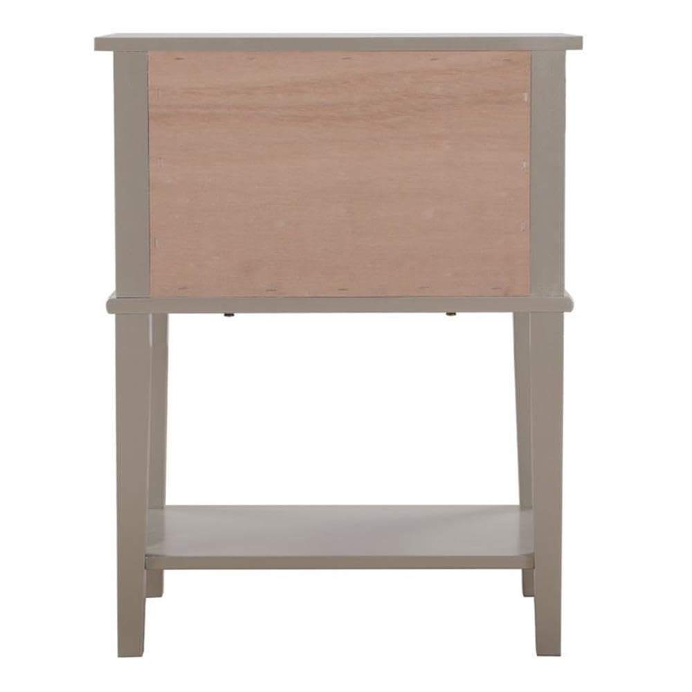Pemberly Row Contemporary Solid Wood 2 Drawer Nightstand in Silver Champagne - Modern Bedside Table for Bedroom, Living Room & Guest Room