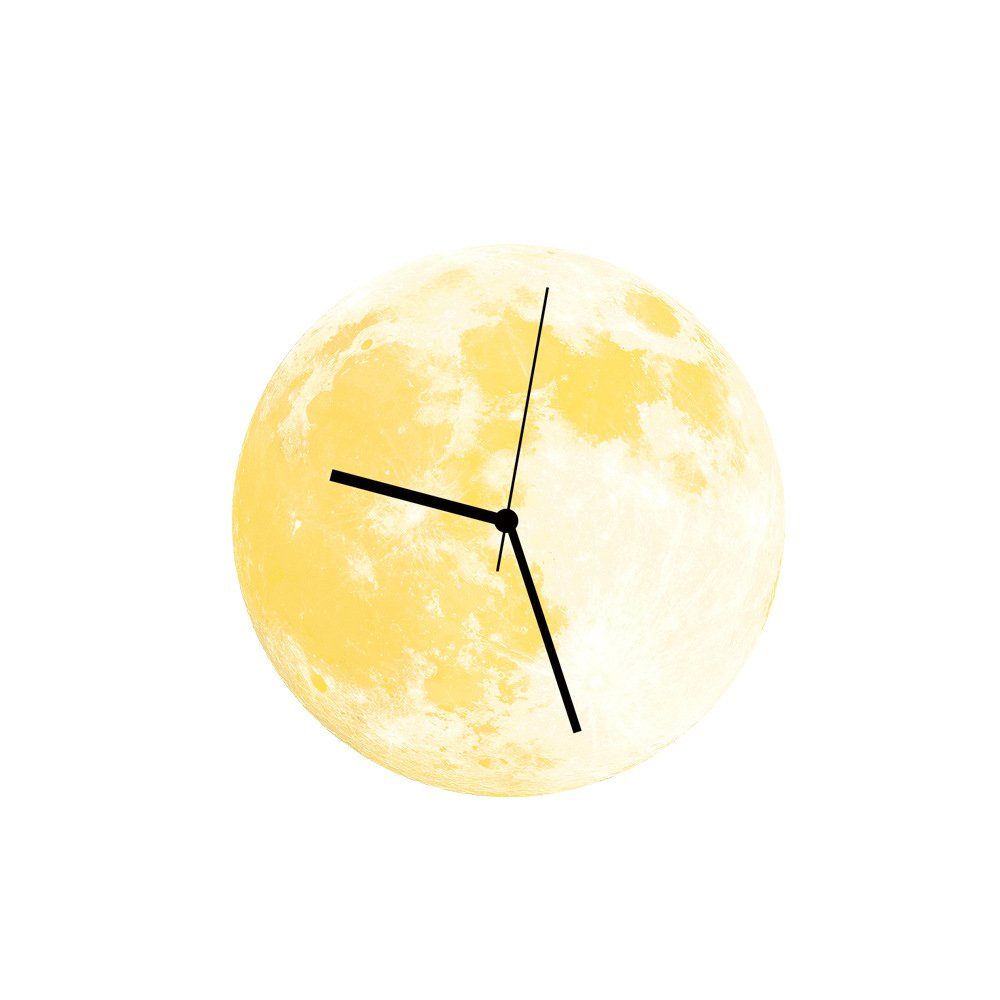 3D DIY Moon Glowing Wall Clock - 12 Inch Acrylic LED Night Light for Bedroom, Living Room & Office Decor (Yellow) - Perfect for Home, Gift & Nighttime Ambiance