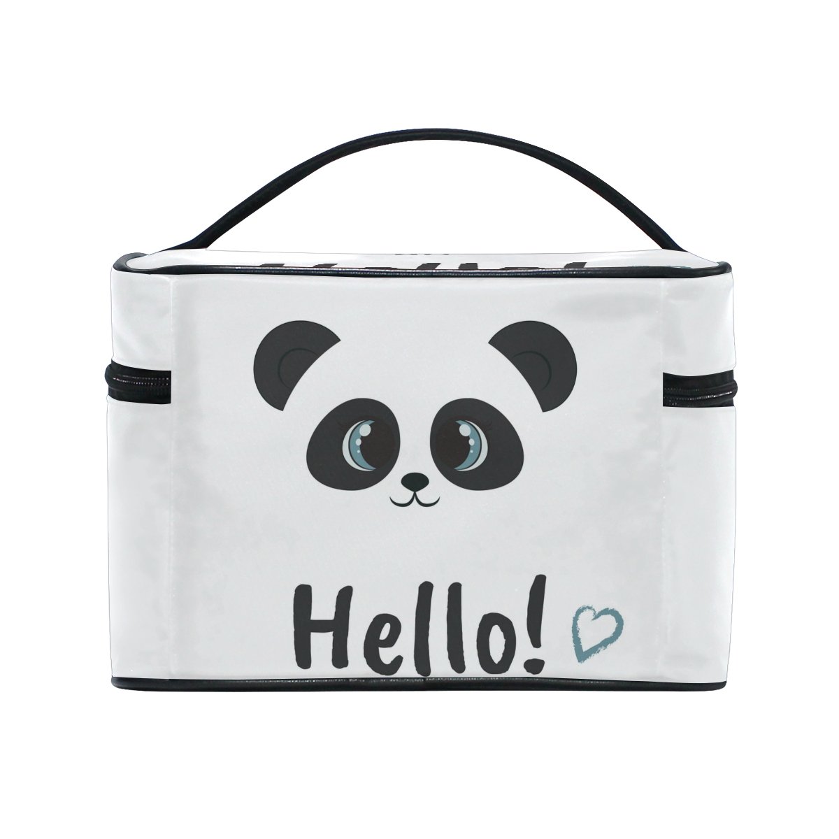 Hello Panda Cosmetic Bag for Travel - Cute Makeup Train Case & Storage Organizer - Perfect for Girls, Women, Travel Essentials & Beauty Accessories Organization