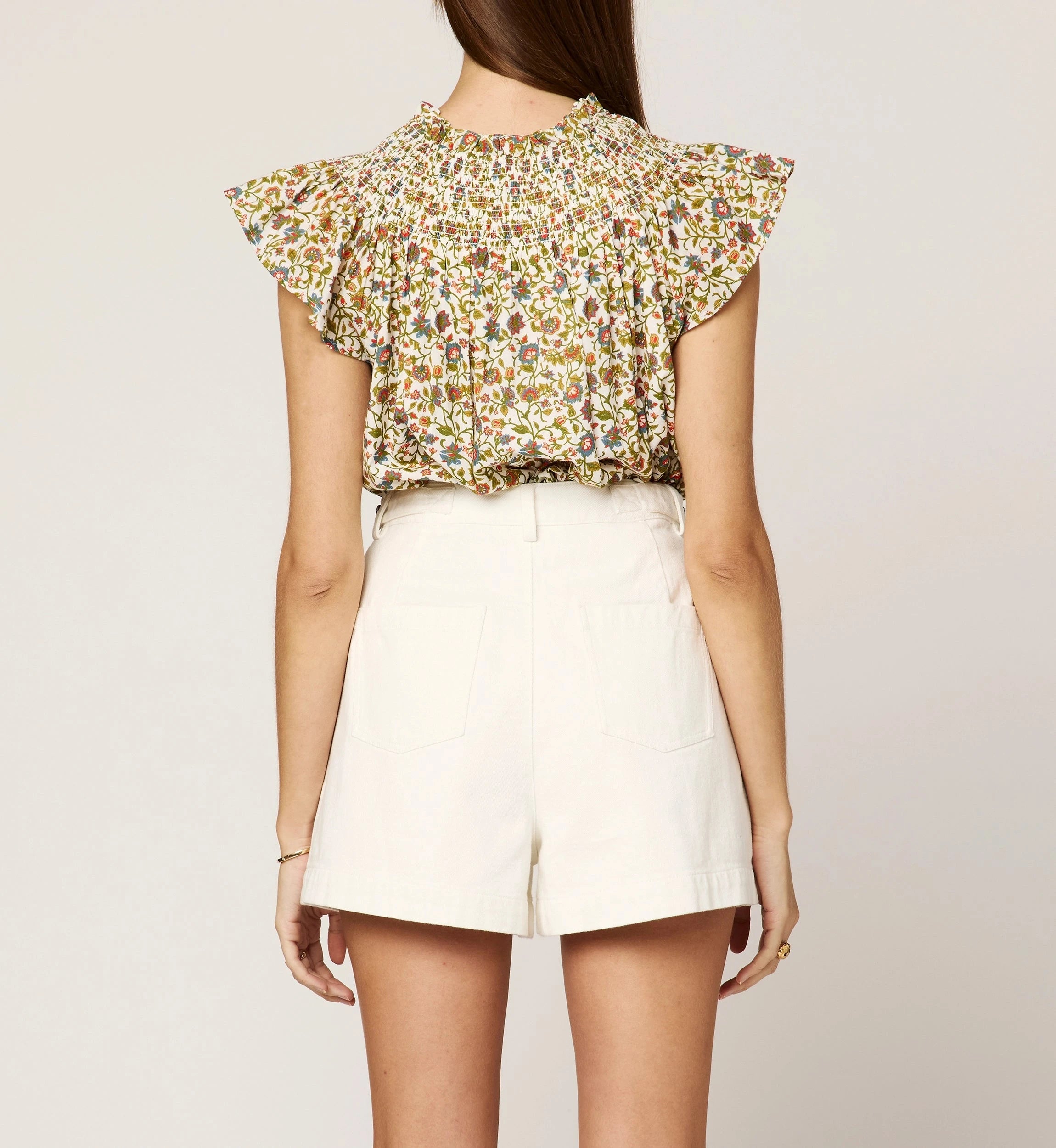 Dira Blouse Women's Floral Print Tops | Viti Flora Pattern Short Sleeve Shirt for Casual Wear, Office & Summer Outfits