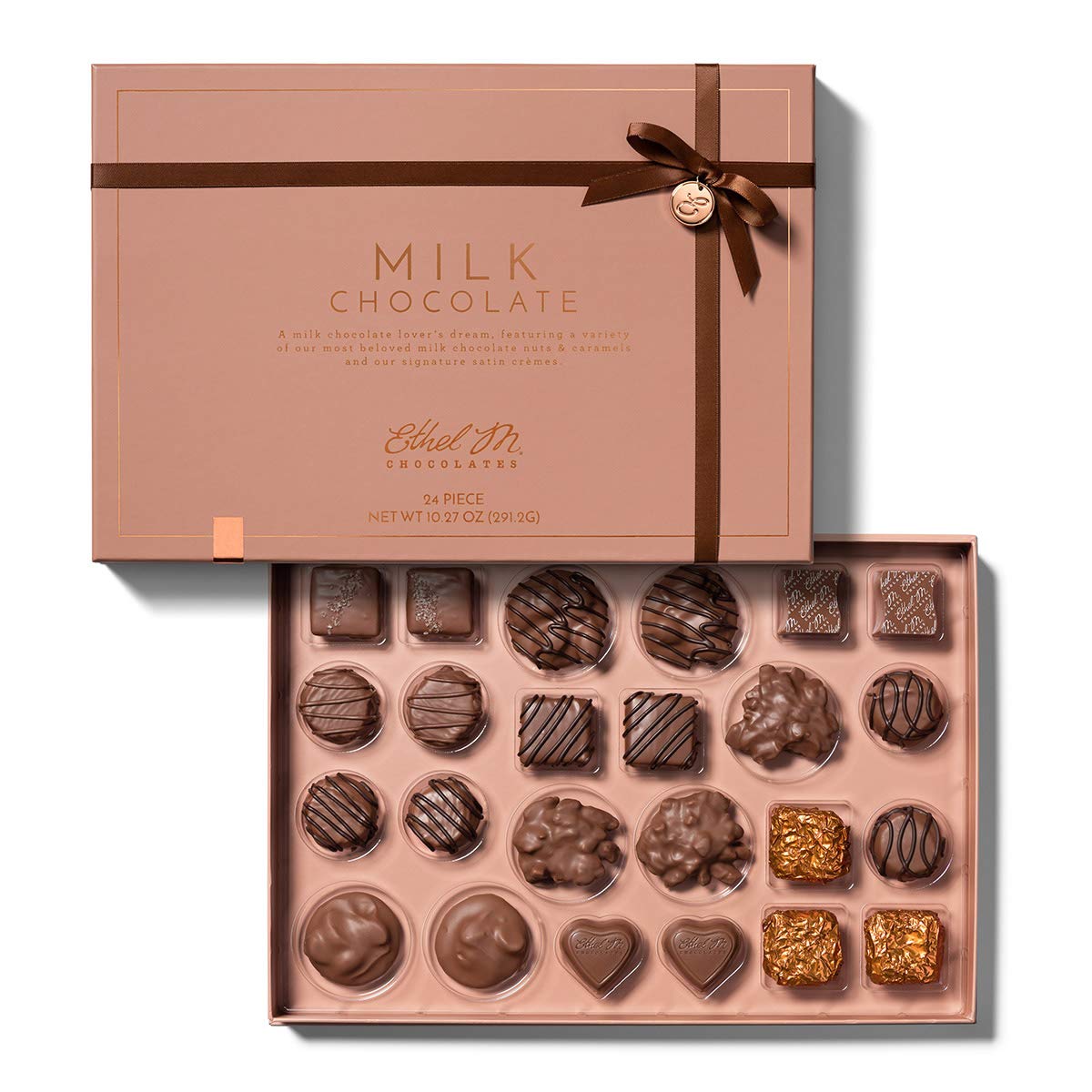 Ethel M Chocolates Deluxe 24-Piece Gourmet Chocolate Assortment Box - Premium Milk Chocolate Collection with Rich Fillings - Perfect for Gifts, Parties & Special Occasions