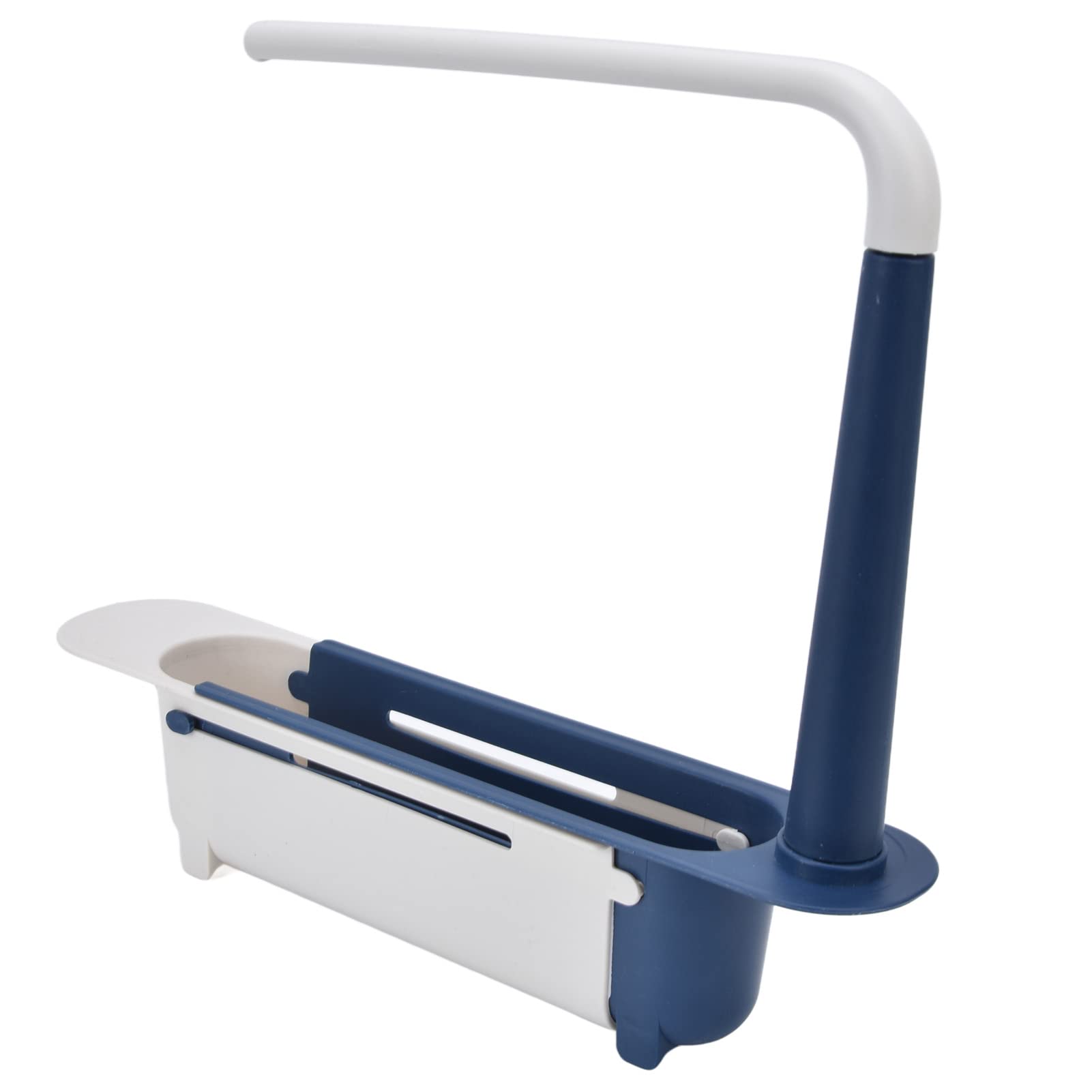 Okuyonic Expandable Sink Storage Rack Holder - Adjustable Pull-Out Kitchen Organizer for Dishes & Sponges | Space-Saving Under Sink Organizer | Rustproof & Durable (Blue) - Perfect for Small Kitchens, Apartments & RVs