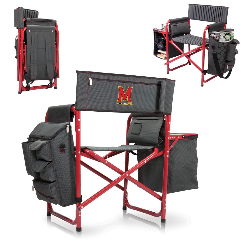 PICNIC TIME NCAA Maryland Terrapins Fusion Camping Chair with Side Table & Soft Cooler - Portable Outdoor Folding Chair for Beach, Lawn, Tailgating, and Backyard Relaxation - Heavy Duty Camping Chairs for Adults