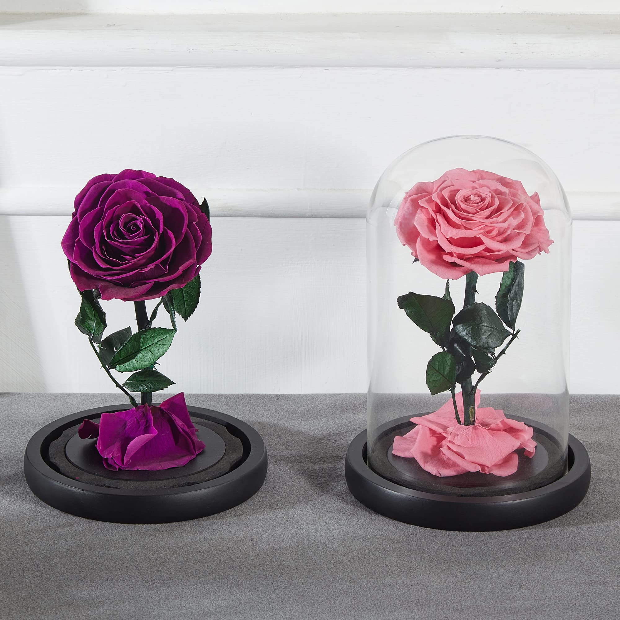 DuHouse Preserved Real Rose in Eternal Enchanted Flower Box - Purple Forever Rose Gift for Valentine's Day, Birthday, Anniversary, Thanksgiving & Christmas | Romantic Home Decor, Wedding Centerpiece, Office Desk Decoration