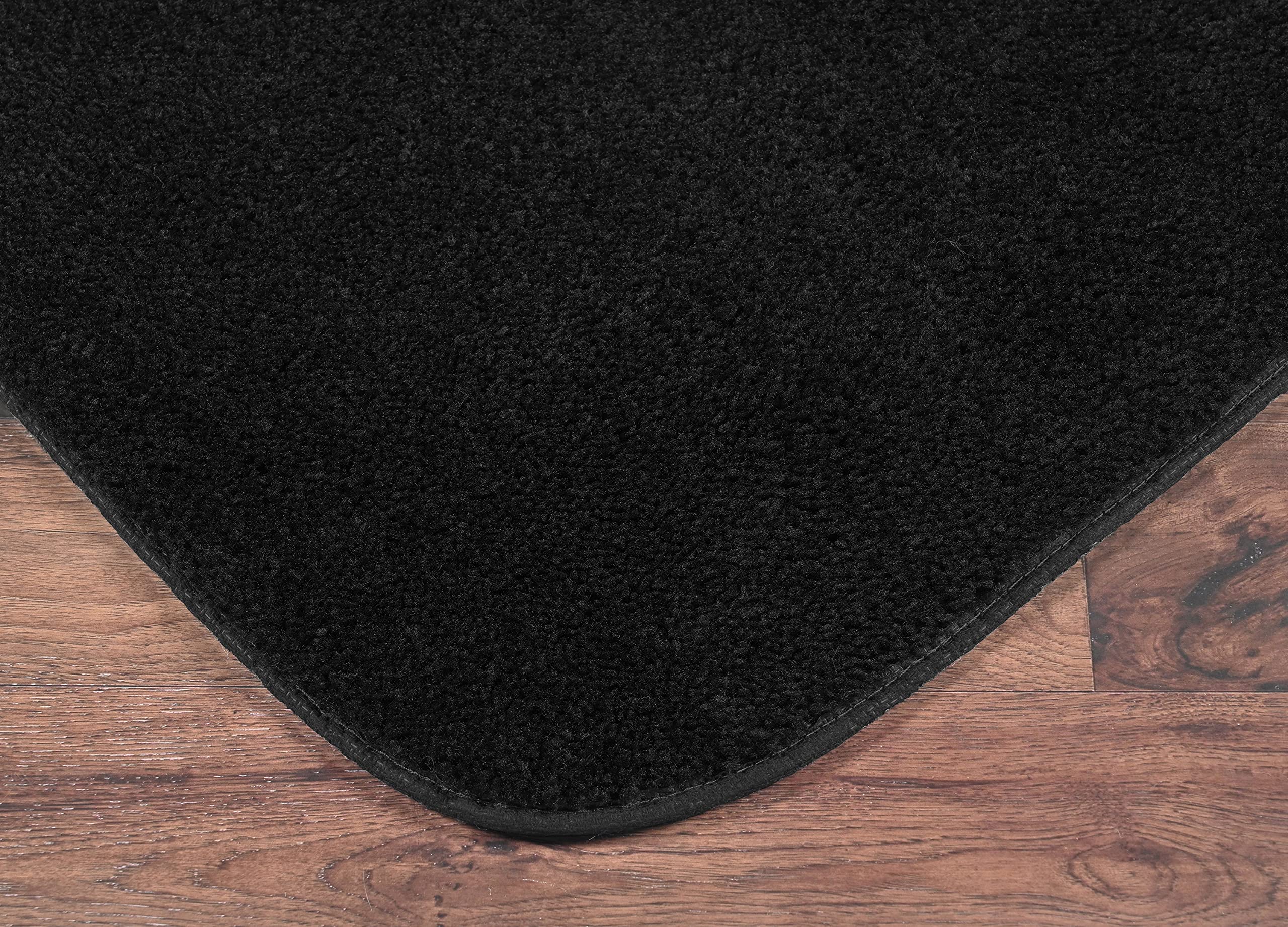 Garland Rug Traditional Nylon Washable Black 5-Piece Bathroom Rug Set - Soft, Absorbent & Stylish Non-Slip Mats for Bath, Shower & Vanity Areas