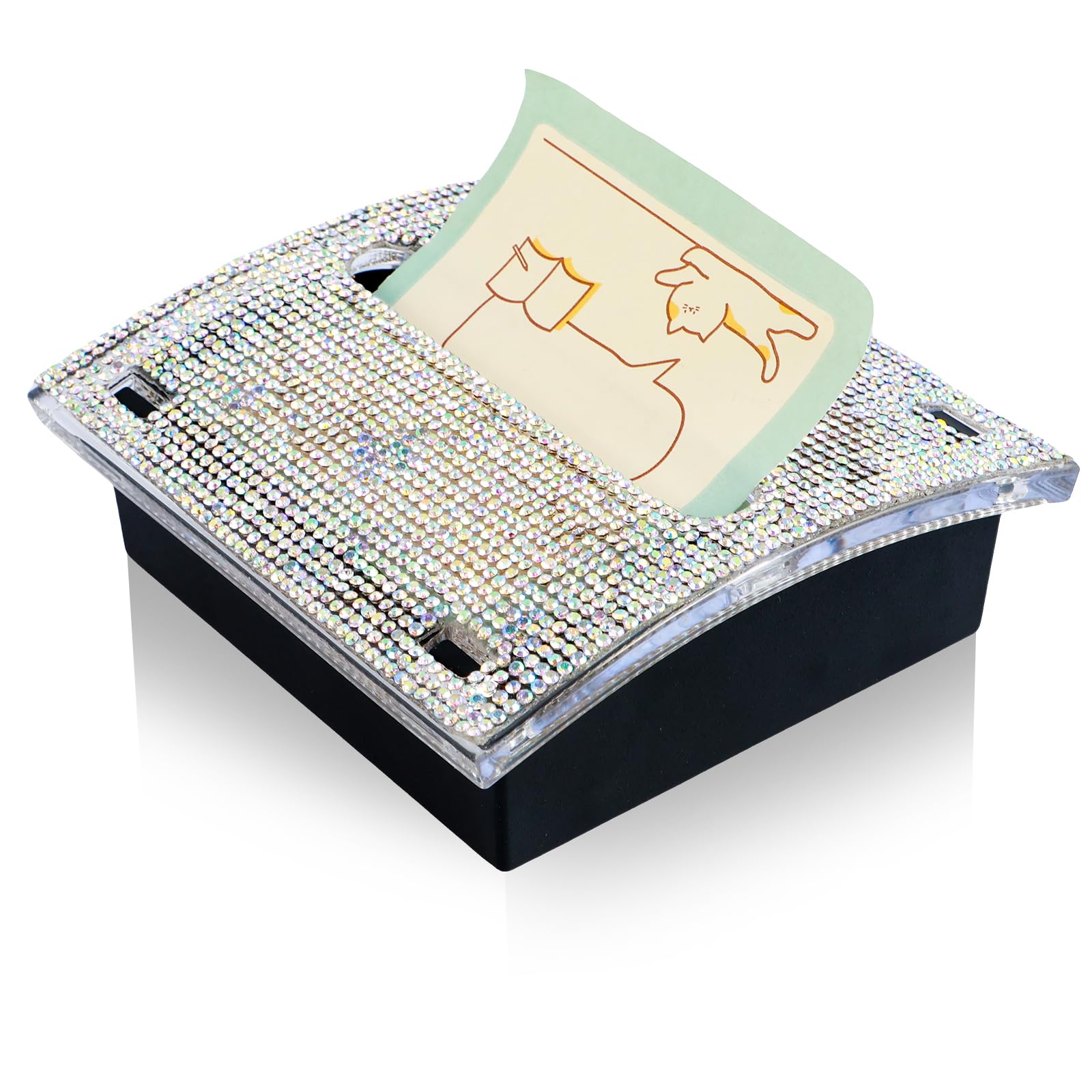 Self-Adhesive Rhinestone Sticky Note Holder - Pop-Up Desk Memo Pad Dispenser for Office, School, Library | Shiny Multicolor Stationery Organizer for Notes, Reminders & Office Supplies