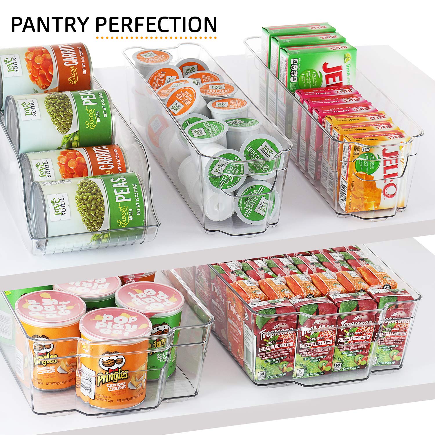 16-Piece Clear Refrigerator Organizer Bins - Stackable Pantry & Freezer Storage Containers for Kitchen Organization - Perfect for Fruits, Vegetables, Snacks & Meal Prep