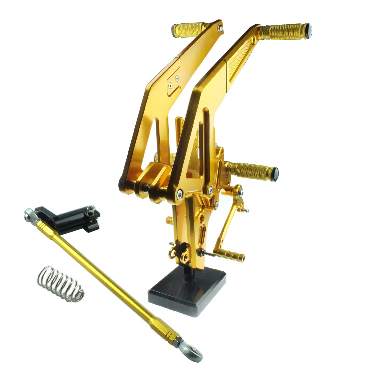 Premium CNC Adjustable Rear Sets Foot Pegs for Kawasaki Ninja 650R/ER6F/ER6N (2012-2014) - Gold Motorcycle Footpegs & Shift Pedal - Enhanced Control for Sport Riding & Track Days