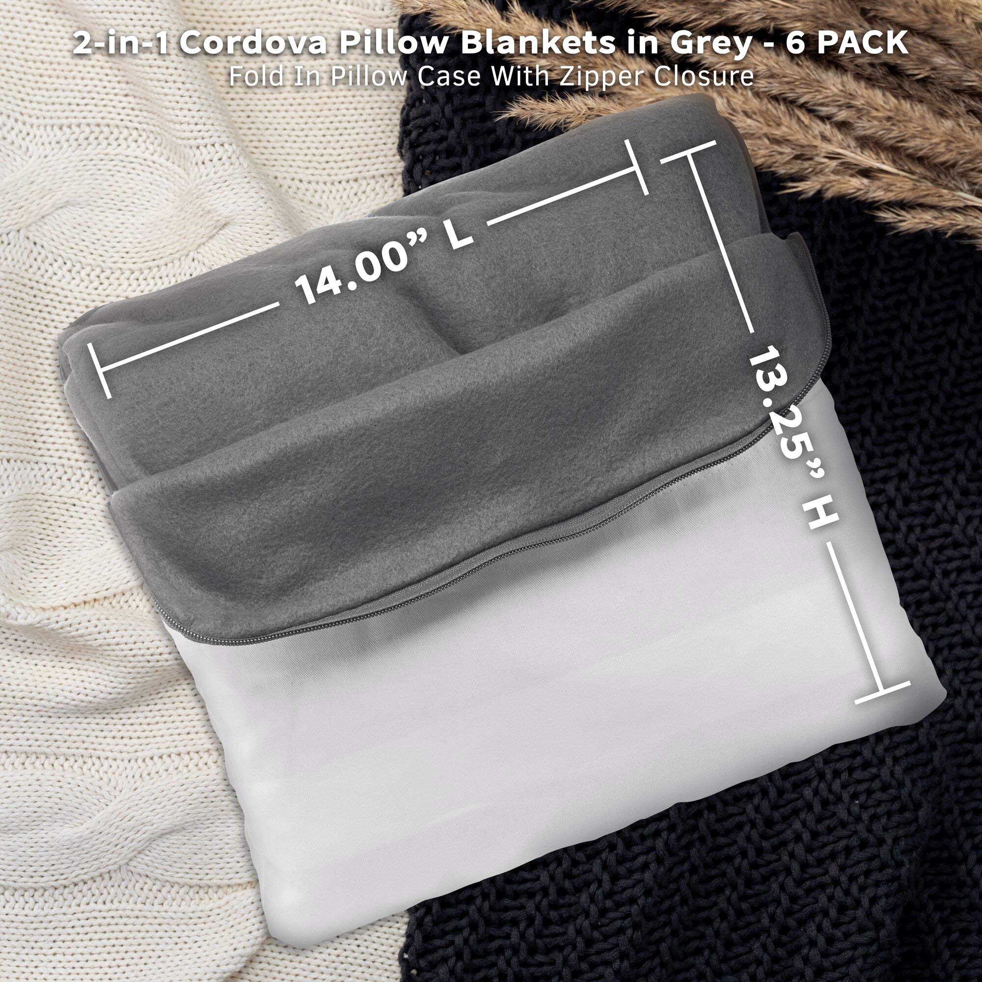 2-in-1 Cordova Pillow Blanket Set with Front Pocket - Ultra Soft Fleece Blanket & Pillow Combo in Grey - Perfect for Travel, Camping, and Cozy Home Use