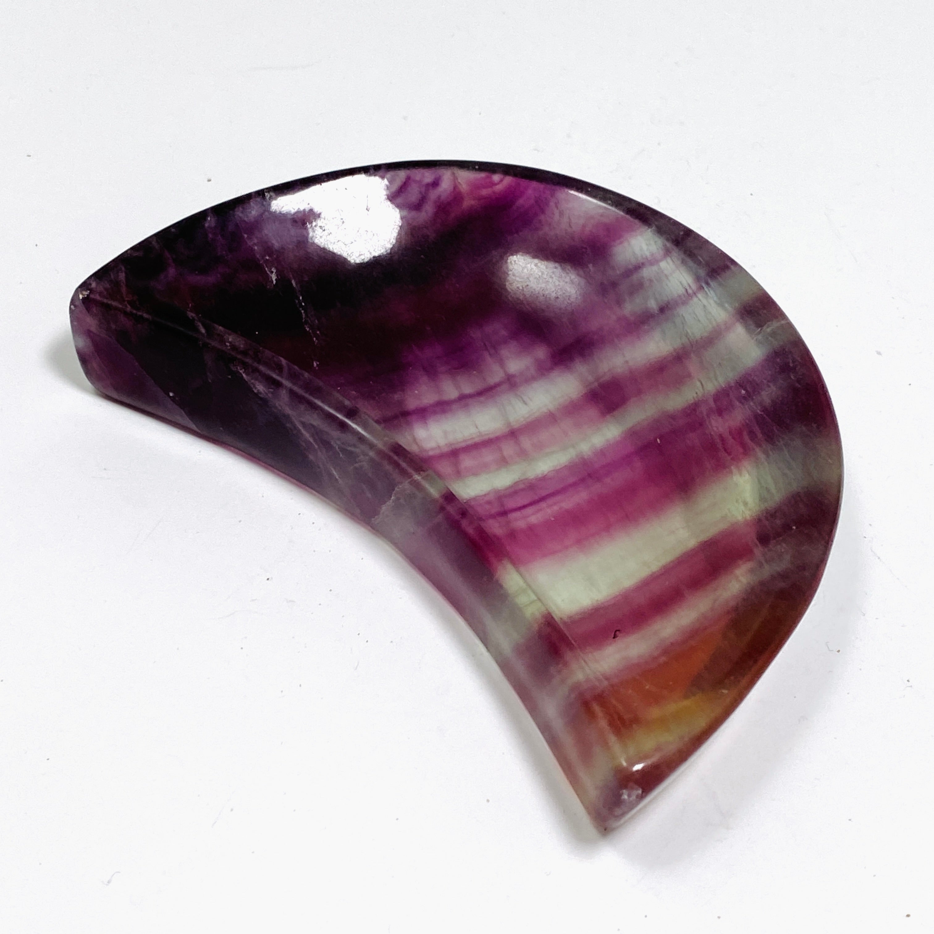 Fluorite Moon Bowl FMB 02 - Natural Crystal Meditation Bowl for Home Decor, Yoga & Spiritual Healing | Perfect for Zen Spaces, Gift Giving & Energy Cleansing