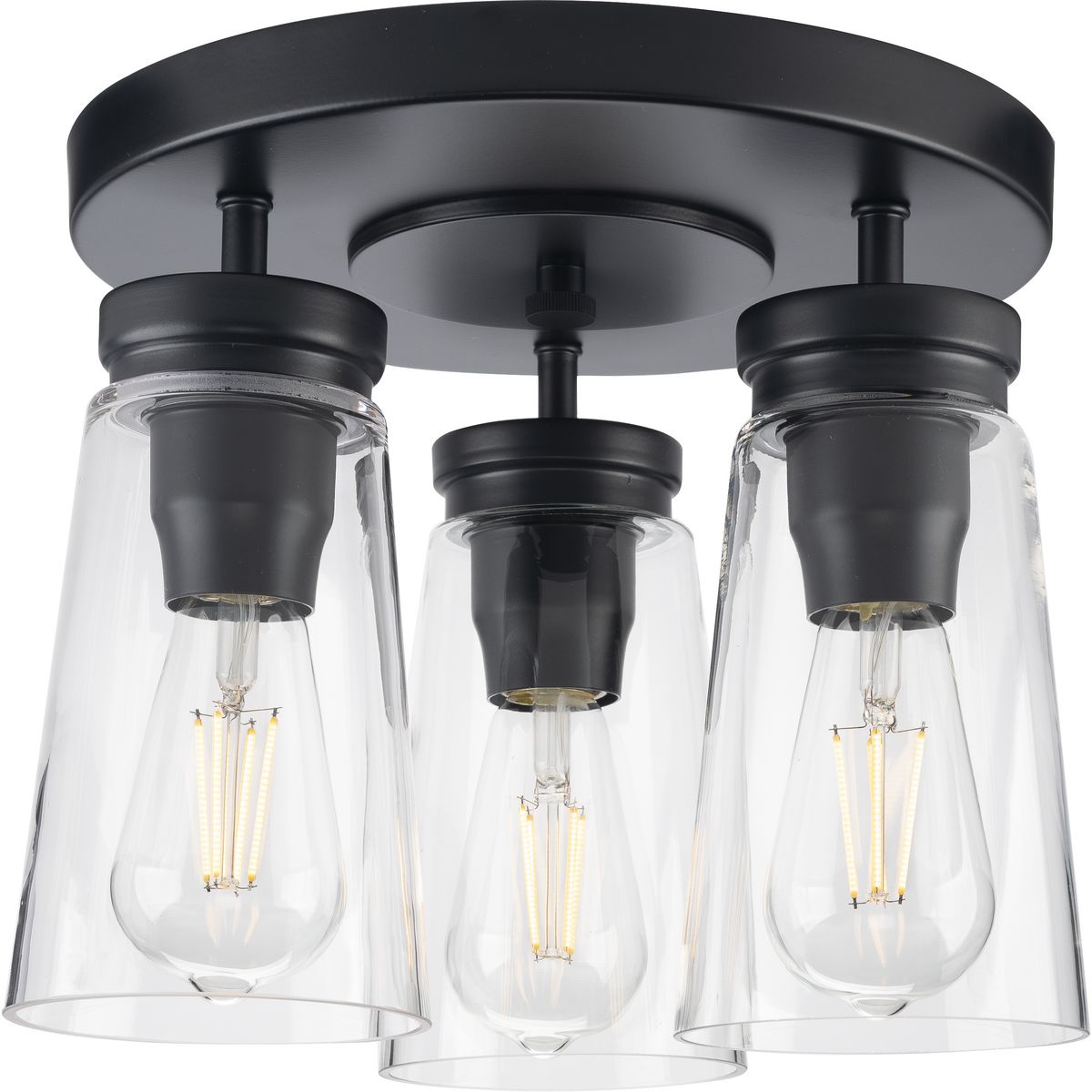 Stockbrace Collection Three Light Clear Glass Flush Mount Ceiling Light Fixture - Modern Crystal Chandelier for Bedroom, Living Room, Dining Room & Hallway Lighting