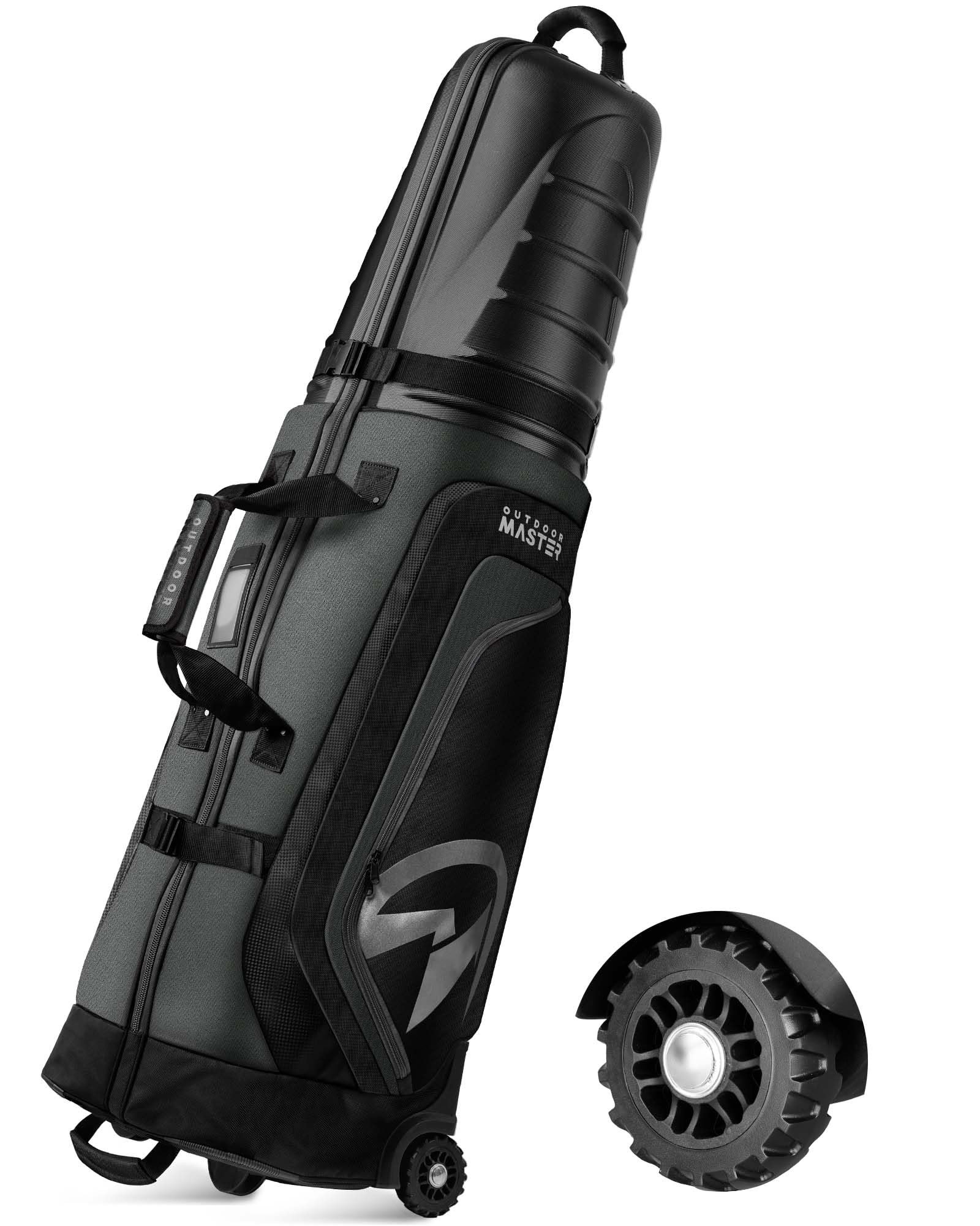 **OutdoorMaster Premium Golf Travel Bag with Wheels & Hard Case Top - Lightweight Airline-Approved Golf Club Protection for Easy Travel - Perfect for Airports, Golf Trips & Tournaments**