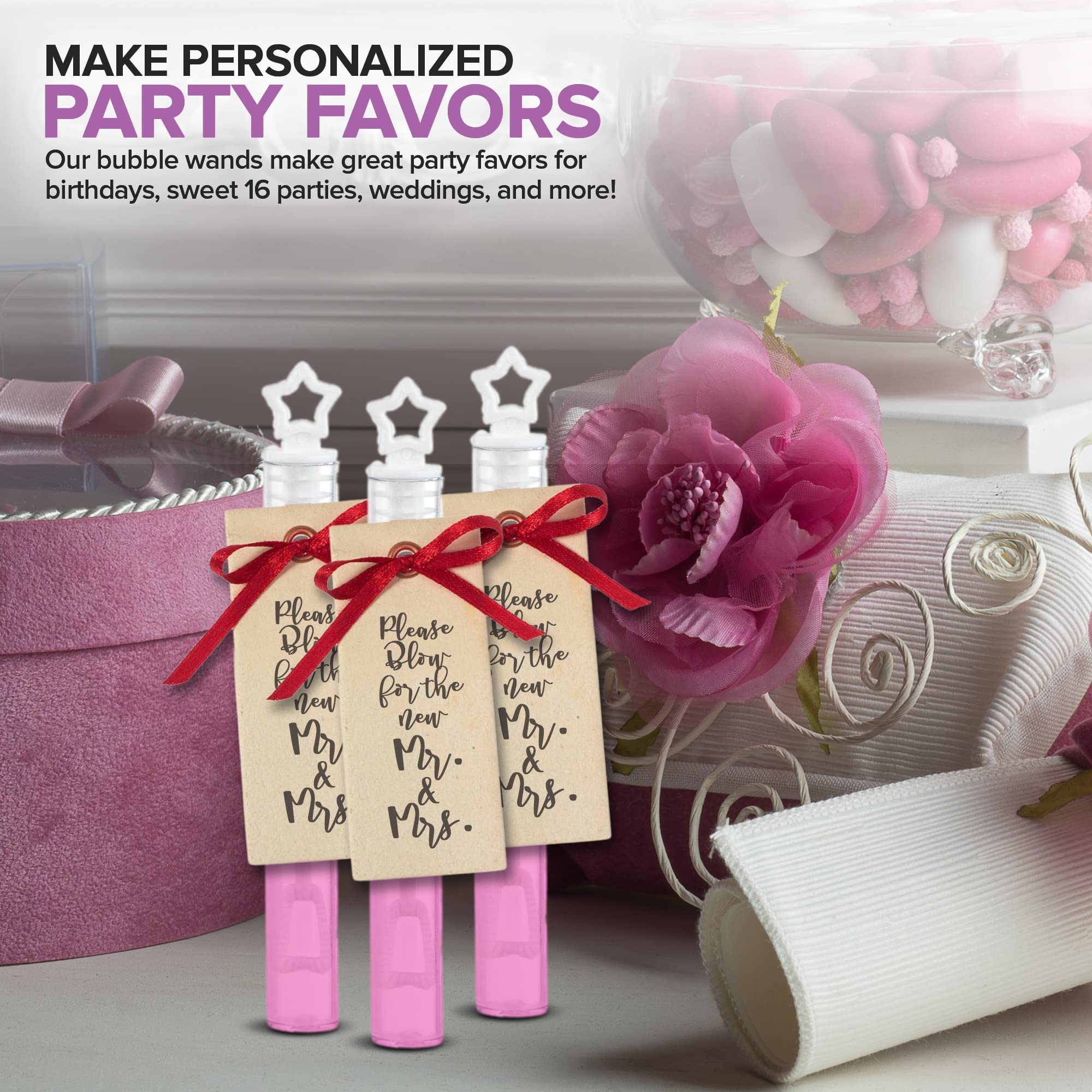 100-Pack White Star Top Wedding Bubble Wands - Bulk Mini Bubble Favors for Weddings, Celebrations & Parties - Perfect for Guest Favors, Send-Offs & Outdoor Events - Stock Your Home