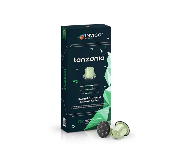 Invigo Coffee Tanzania Single Origin Medium Roast - 10 Coffee Pods Compatible with Keurig K-Cup Brewers | Perfect for Home, Office & Travel Use