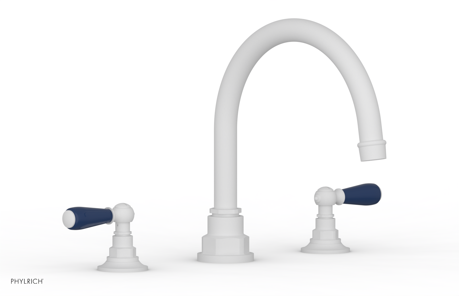 Jamestown Deck Tub Set with Lever Handles - Navy Blue Accented Bathroom Fixtures for Outdoor & Indoor Use | Perfect for Patios, Decks & Luxury Bathrooms