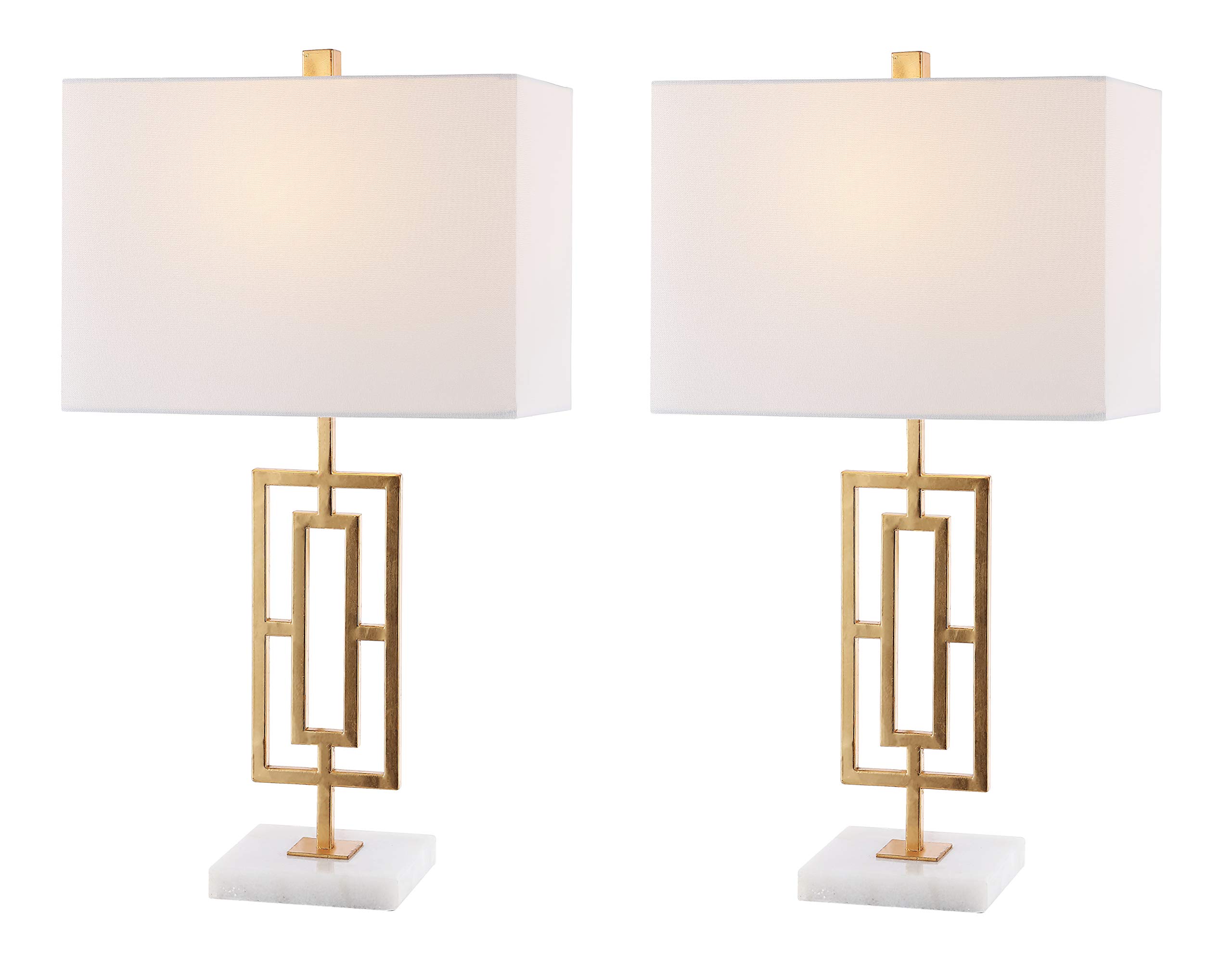 SAFAVIEH Yara 26-inch Gold Iron Table Lamp Set of 2 with LED Bulbs - Modern Bedside Lighting for Bedroom, Living Room & Home Office - Perfect for Reading, Working & Ambient Decor