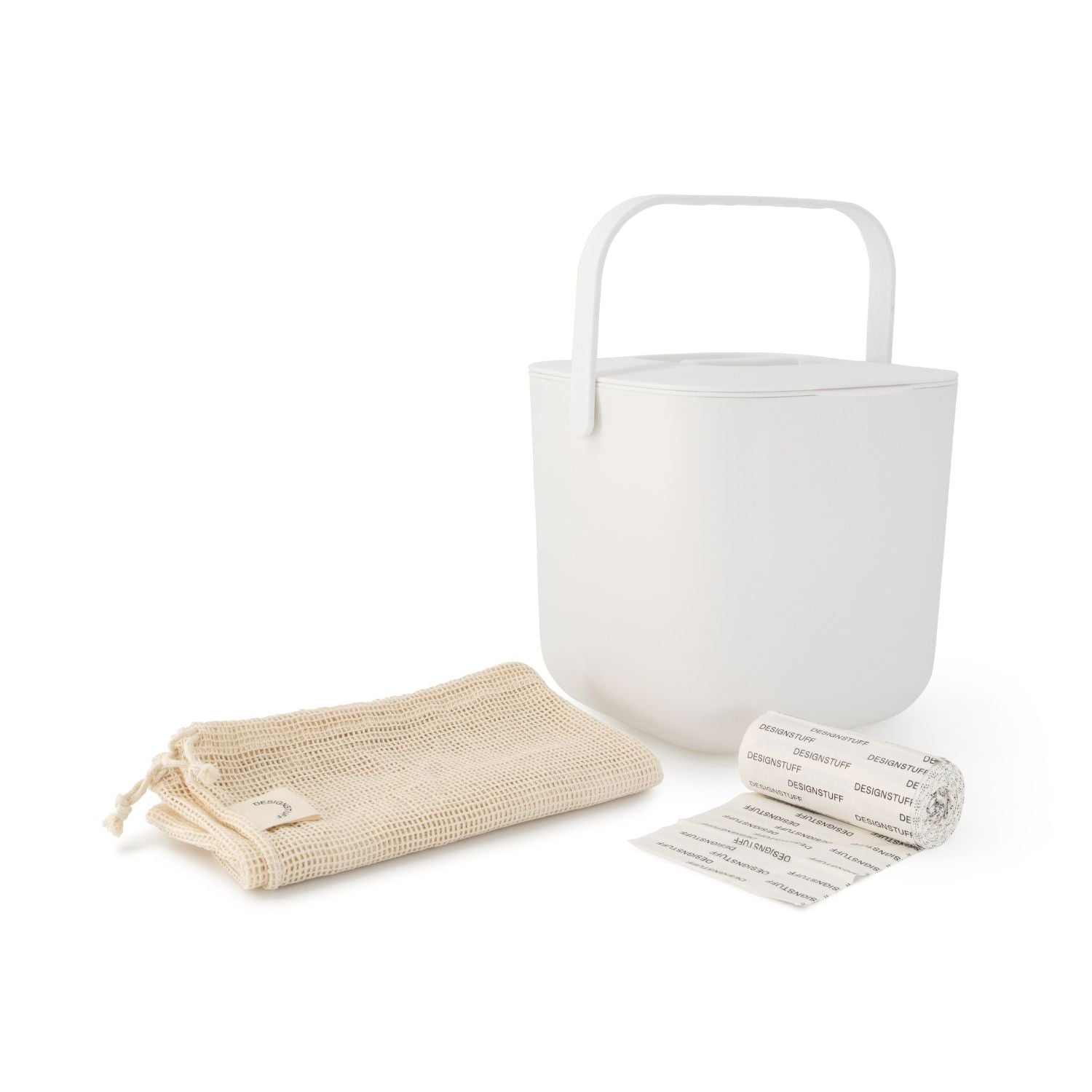 DESIGNSTUFF 7L White Compost Bin for Kitchen Countertop - Odor-Free Organic Waste Composter for Eco-Friendly Home & Garden Use
