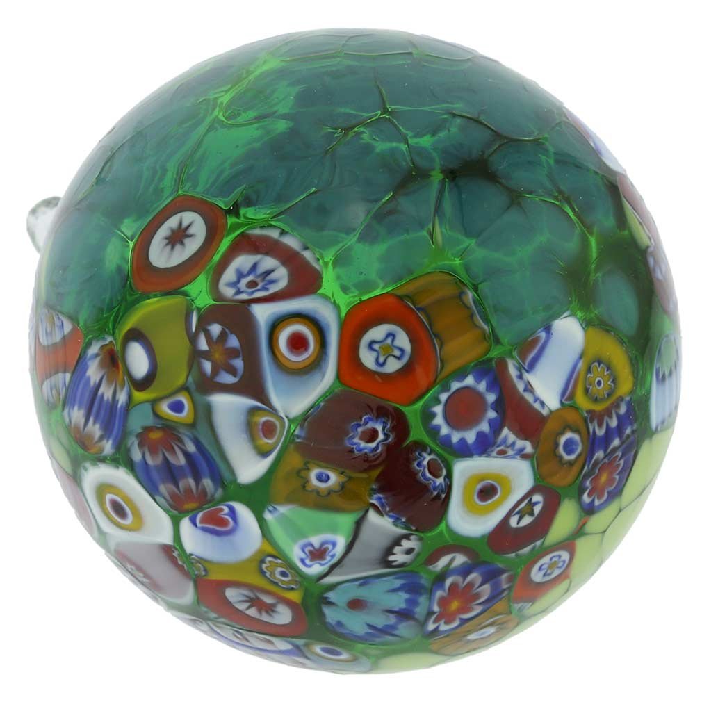 Authentic Murano Glass Christmas Ornament - Venetian Primavera Millefiori Handmade in Italy | Elegant Green Holiday Tree Decoration for Christmas, Home & Gift Giving