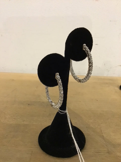 925 Sterling Silver Hoop Earrings with Cubic Zirconia Stones - Elegant & Durable for Everyday Wear, Parties & Special Occasions