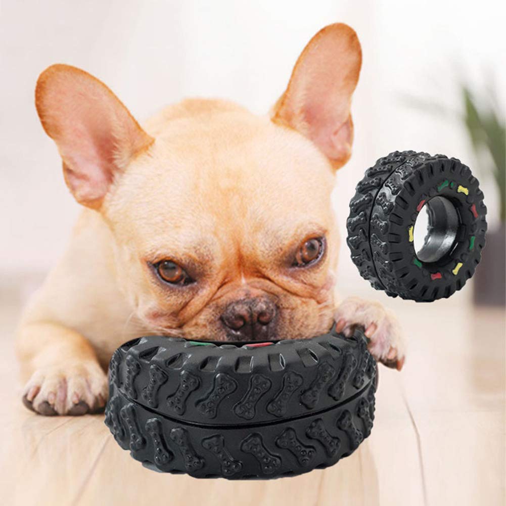 Blackzone Durable Tire Dog Chew Toy - Bite Resistant Squeaky Fetch Toy for Puppies & Dogs - Perfect for Outdoor Play & Training